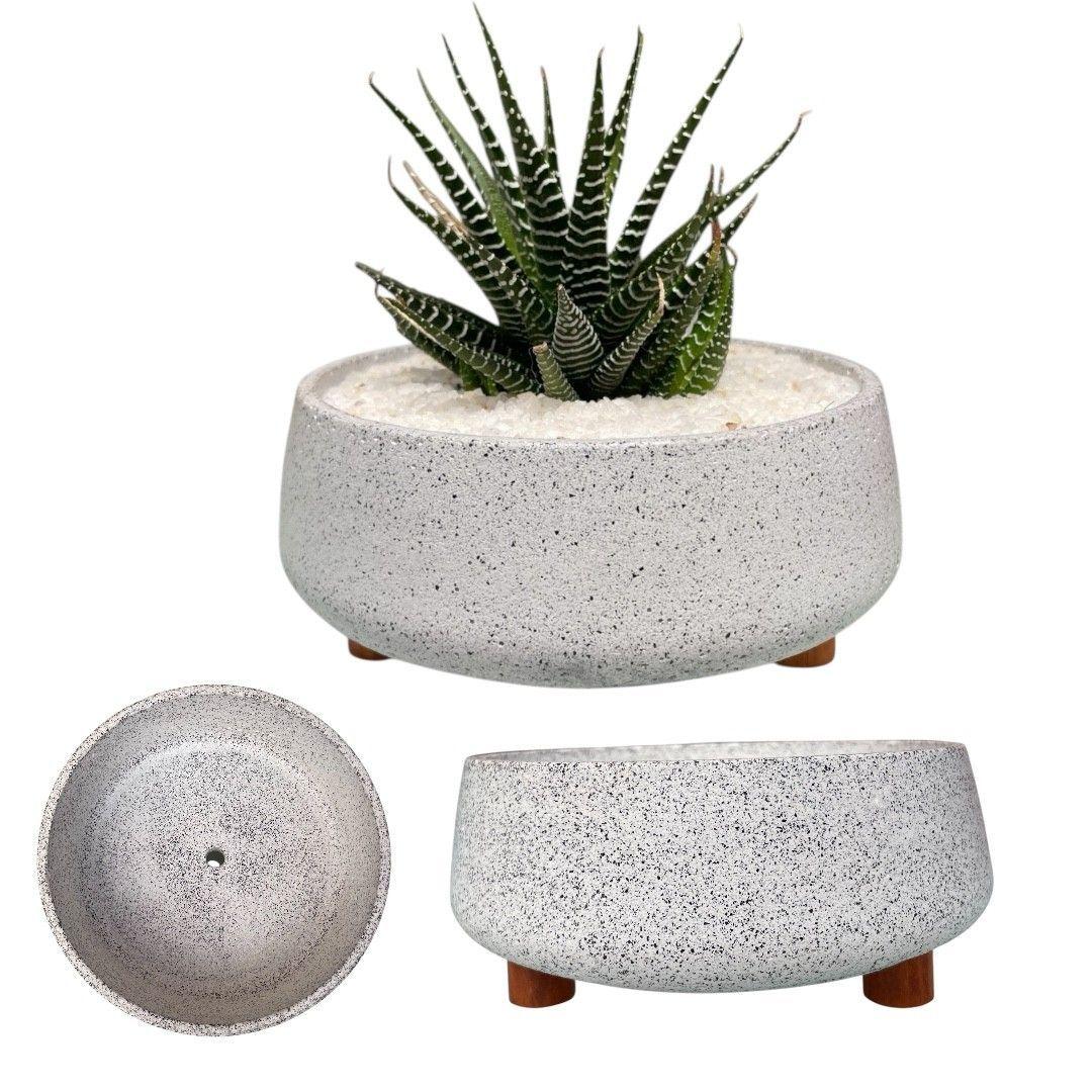 Macetero Martina Jaspeado Gris Paila 16cm diametro-2