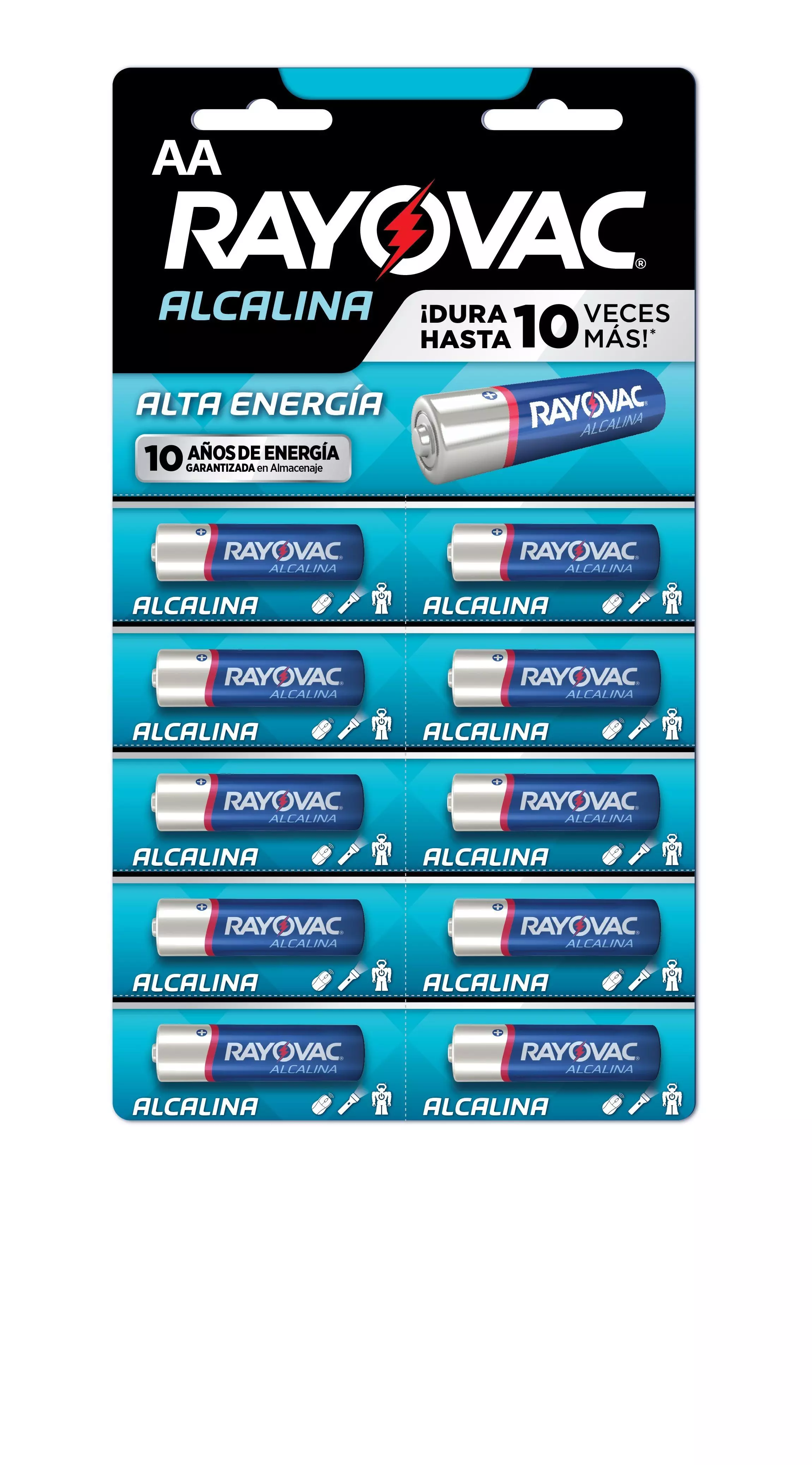 Pilas Alcalinas Rayovac Display 10 pilas individuales AA-0
