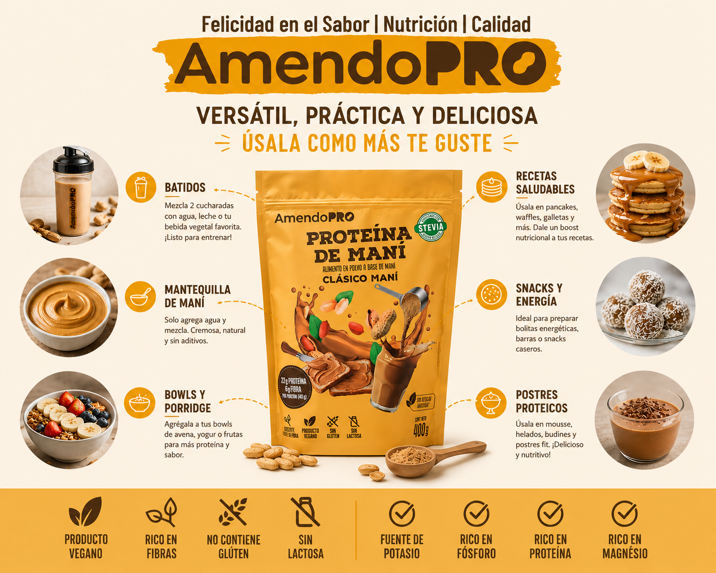 Proteína de Maní Chocolate Blanco 400g-5