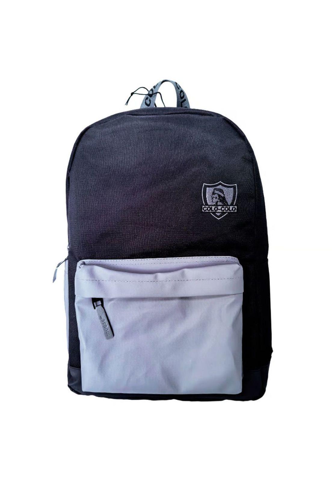 Mochila Escolar Colo Colo 16 Litros Negro y Gris-0