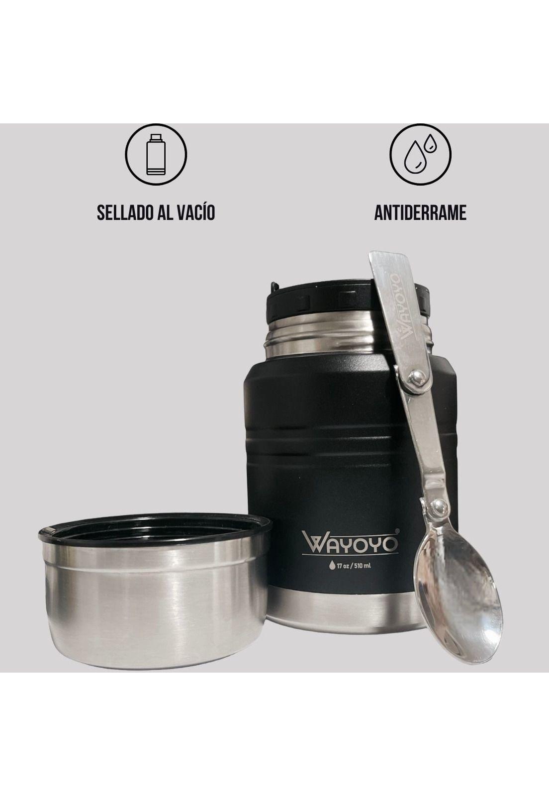 Tarro Termo Comida Acero Inoxidable Wayoyo 510 Ml Negro-2