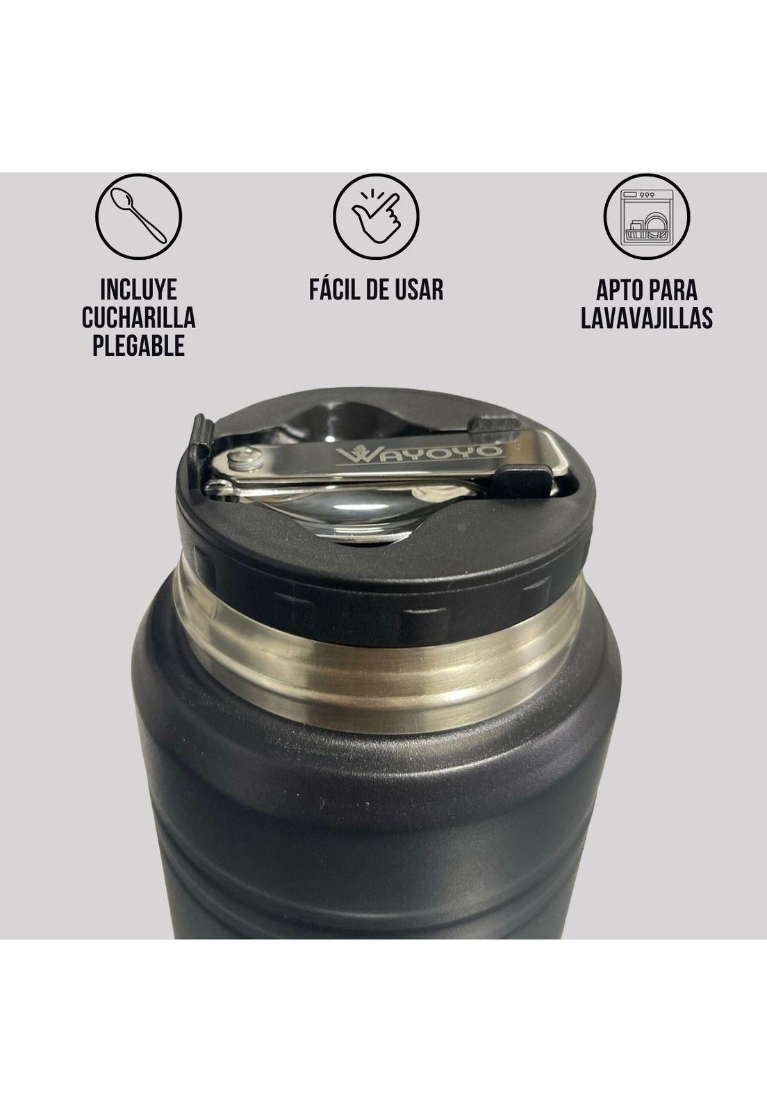 Tarro Termo Comida Acero Inoxidable Wayoyo 510 Ml Negro-3