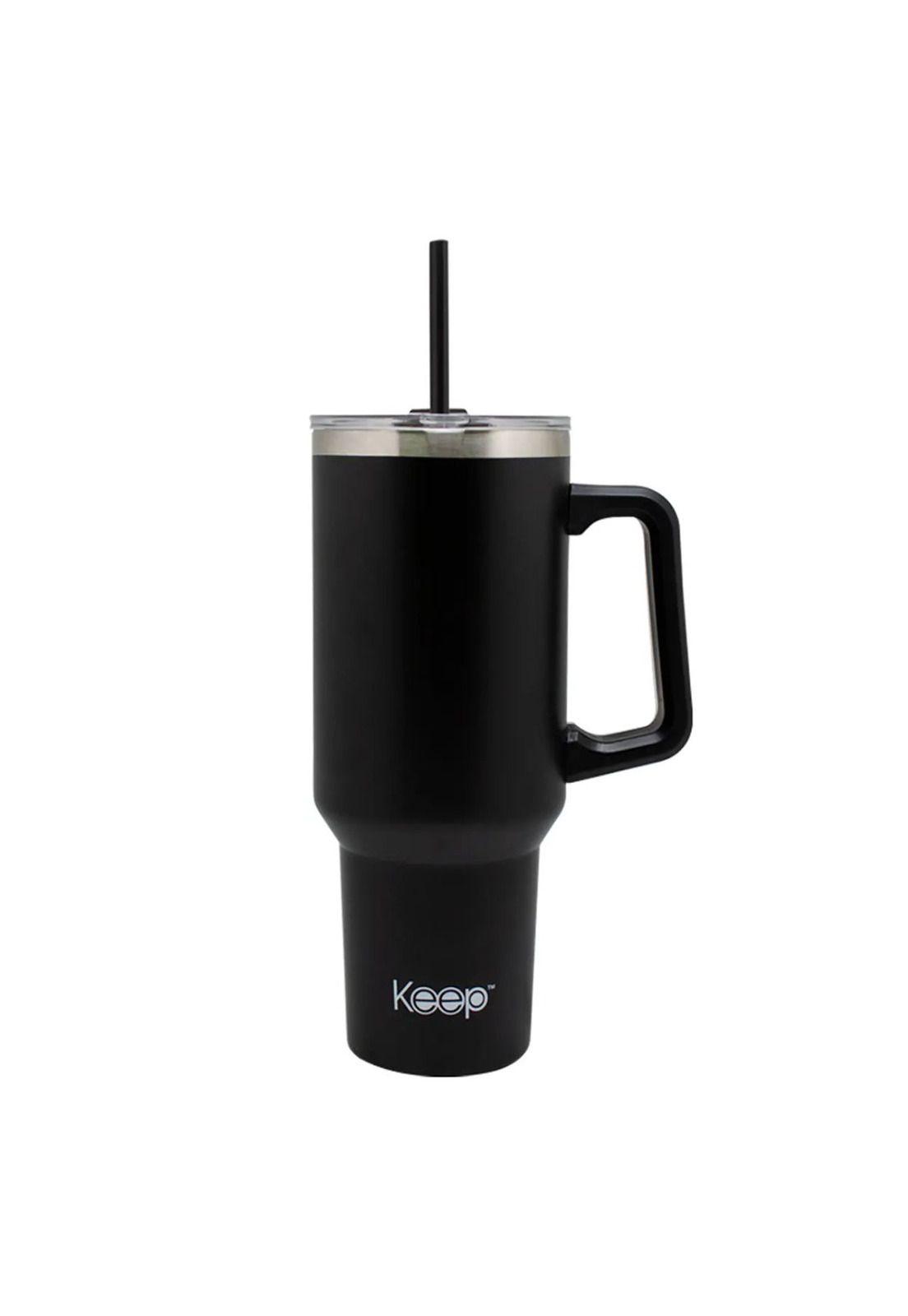 Vaso Mug Térmico Con Asa Y Bombilla Keep 1,1 Lt Negro-0