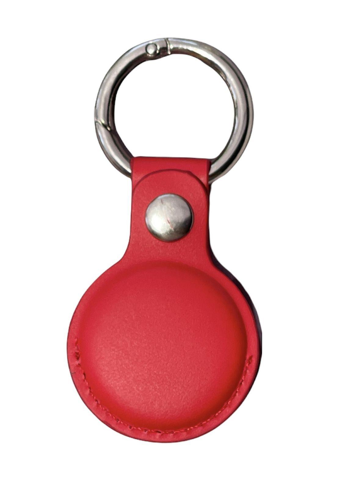 Funda Protectora De Cuero Para AirTags Leather Rojo-1