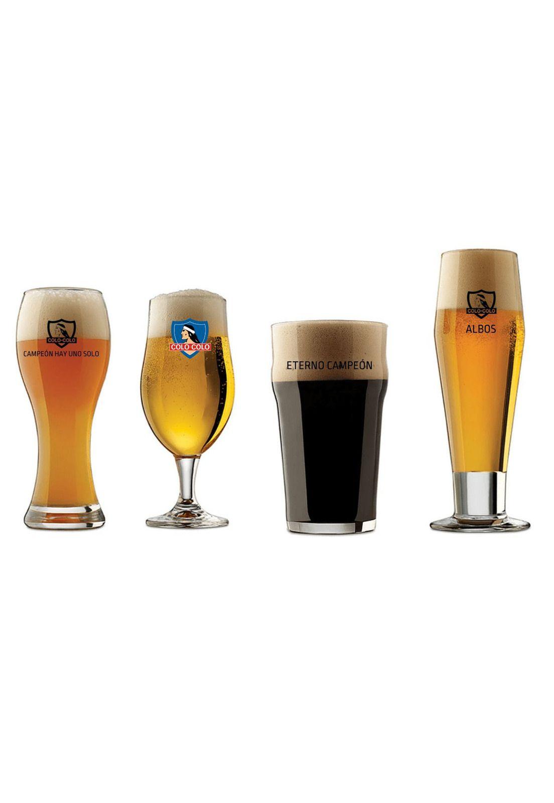 Set 4 Vasos Cerveceros Colo Colo Colección para Bar Asado-0