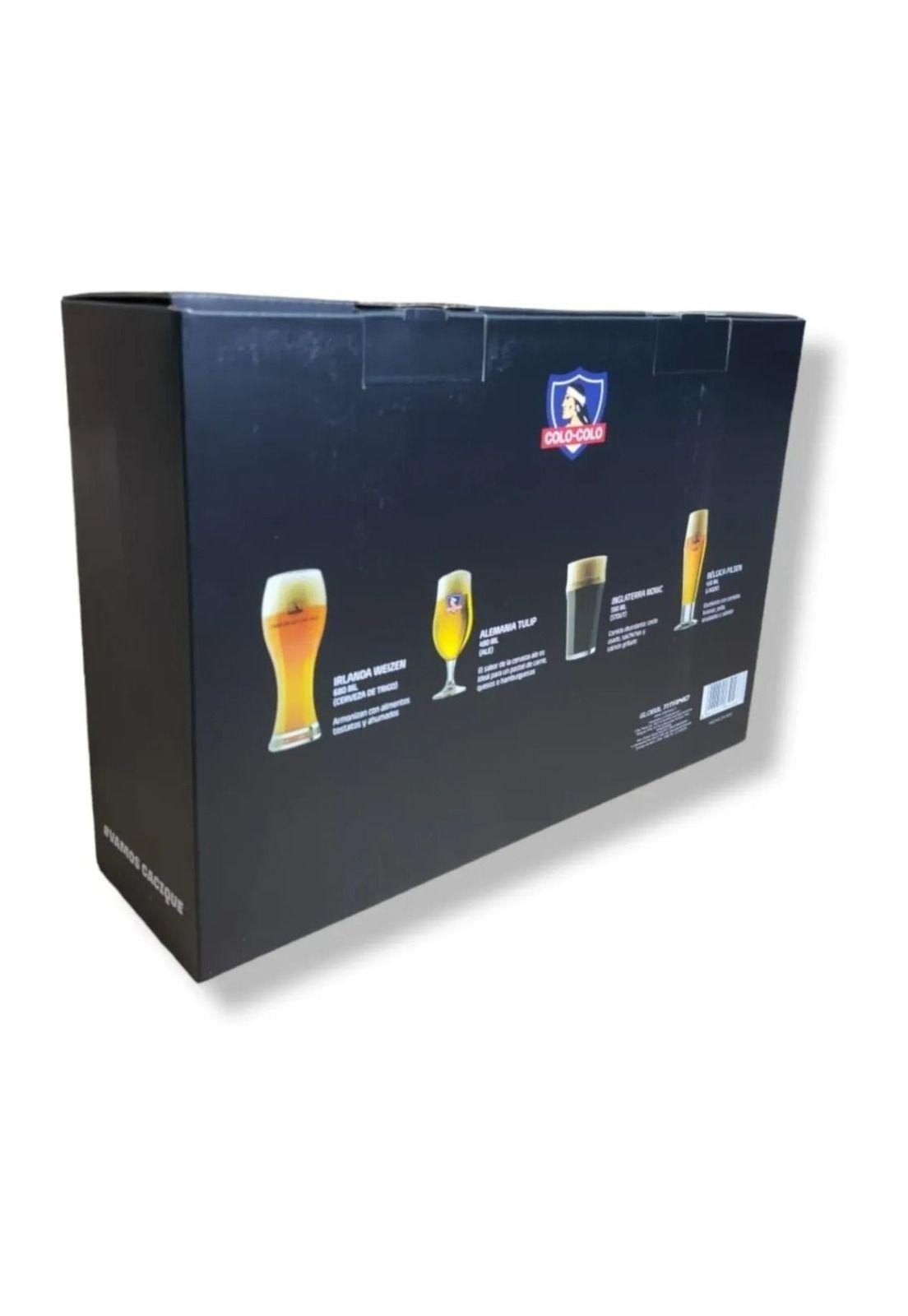 Set 4 Vasos Cerveceros Colo Colo Colección para Bar Asado-6