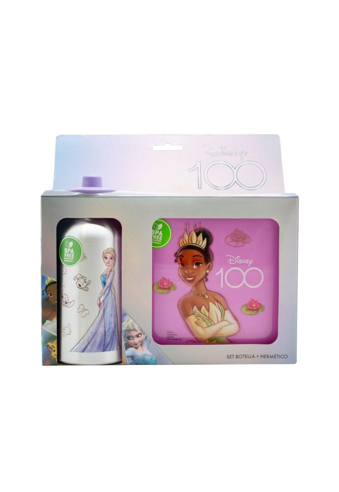 Set Escolar Botella + Hermético Disney 100 Años Para Niñas-0
