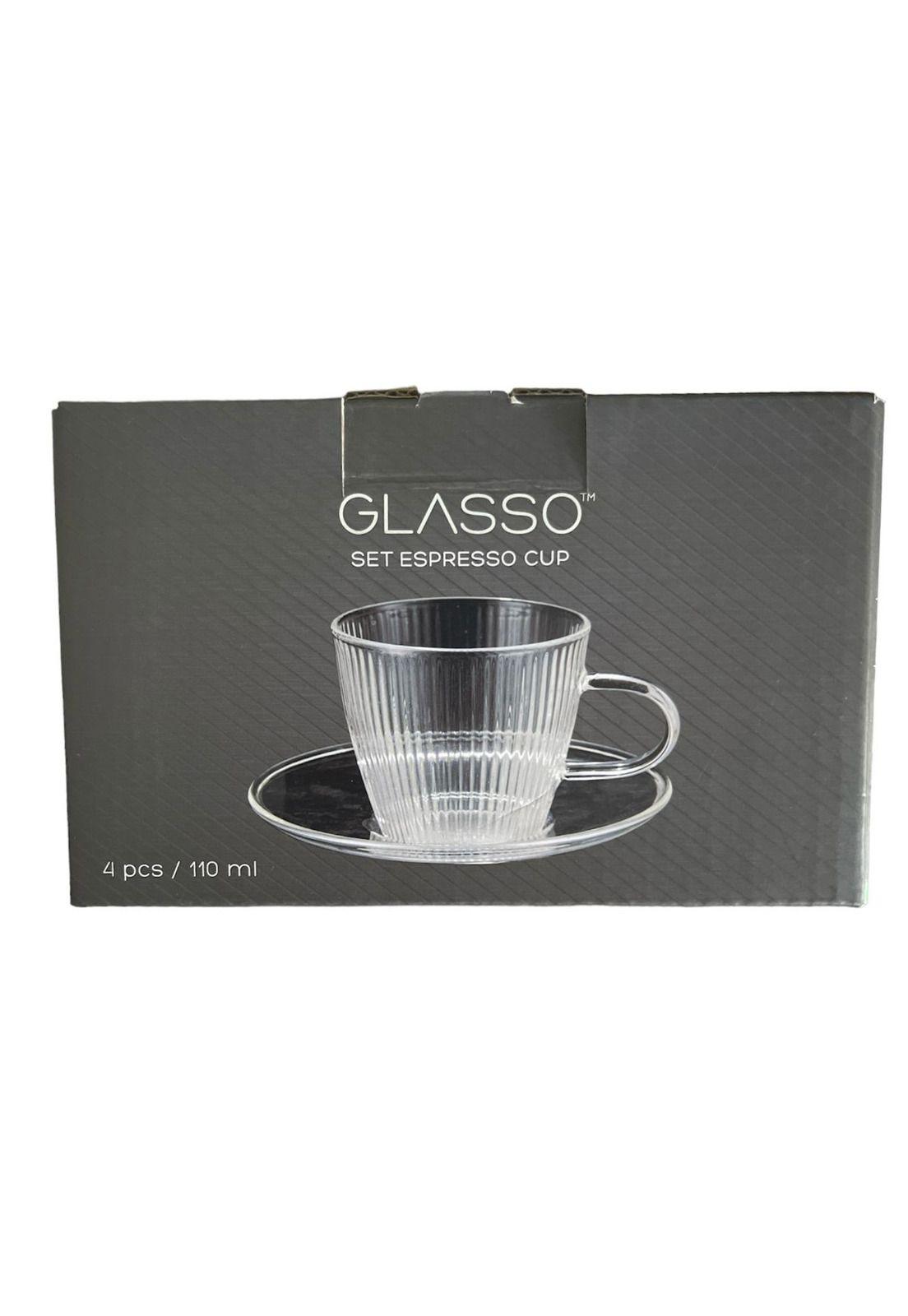 Set 4 Tazas Con Plato Espresso para Té o Café Glasso 110ml-7