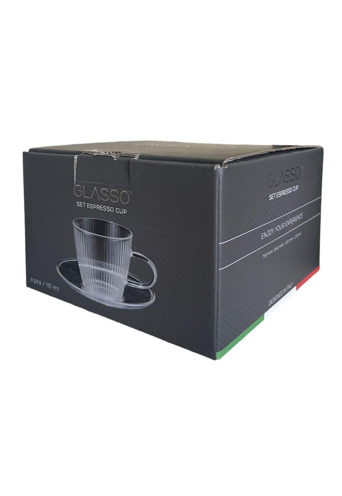 Set 4 Tazas Con Plato Espresso para Té o Café Glasso 110ml-8