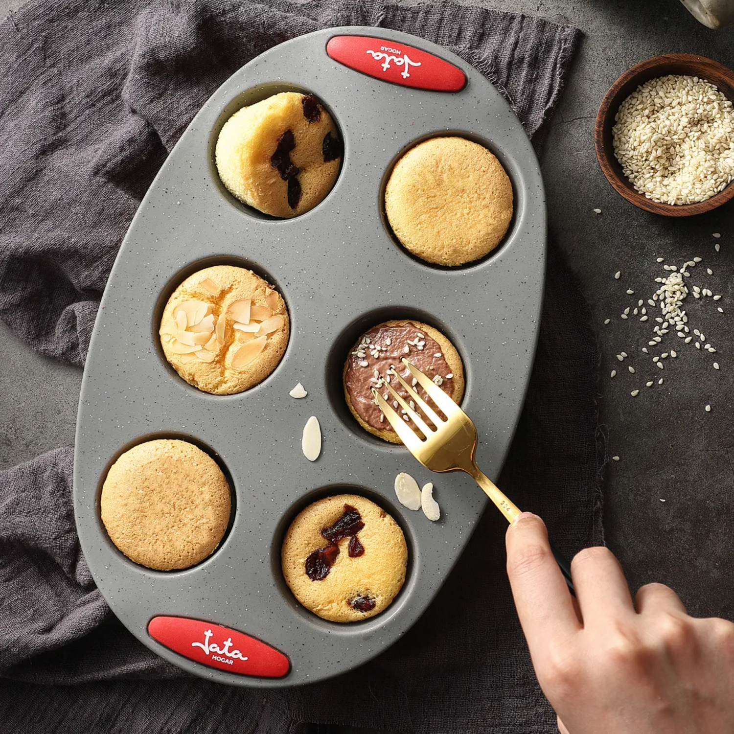 Molde de Cocina Silicona Platino Jata 6 Muffins-3