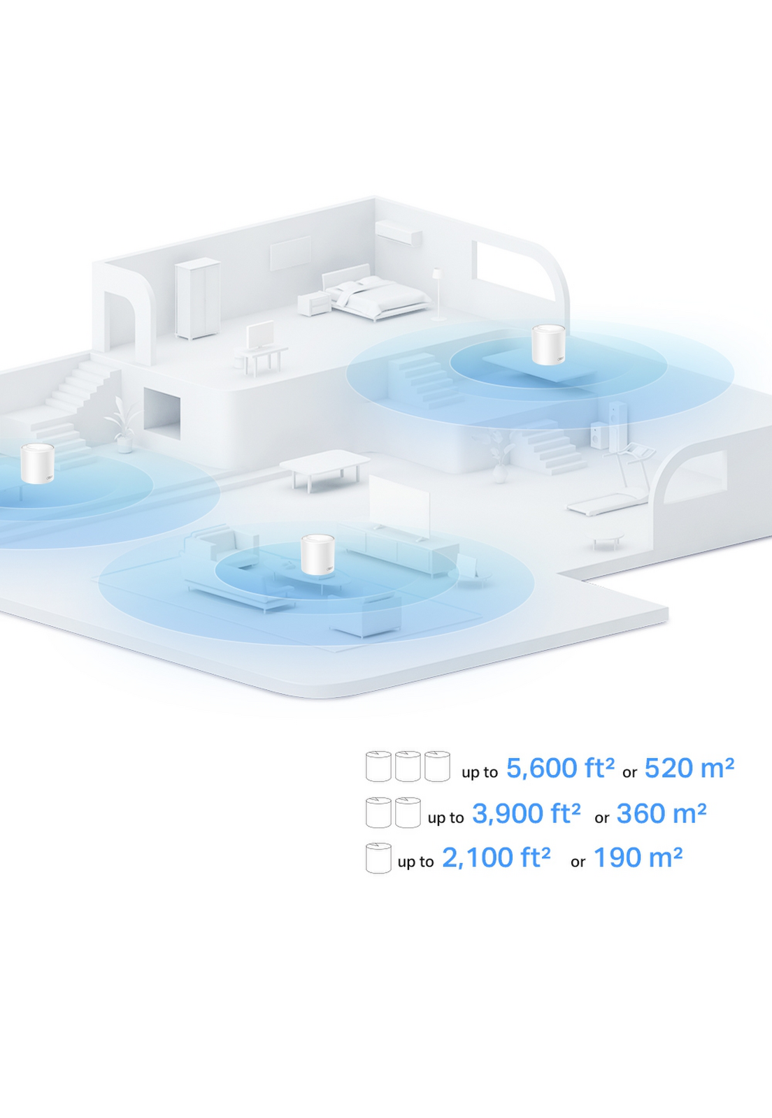 TP Link Deco X10 WiFi 6 Mesh AX1500 Router 3 Pack 520 m2-3