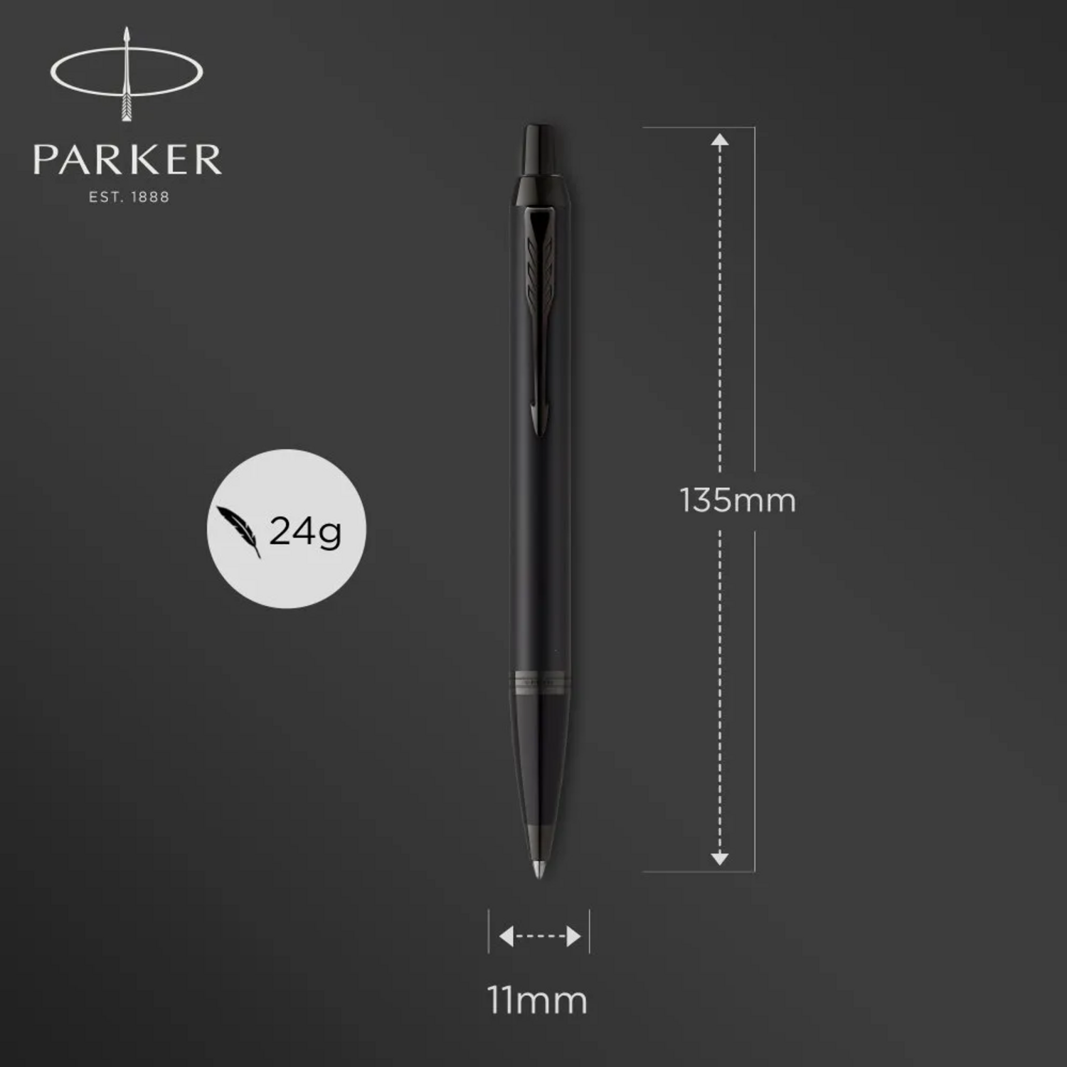 Boligrafo Parker IM Achromatic Negro Mate Tinta Negra-3
