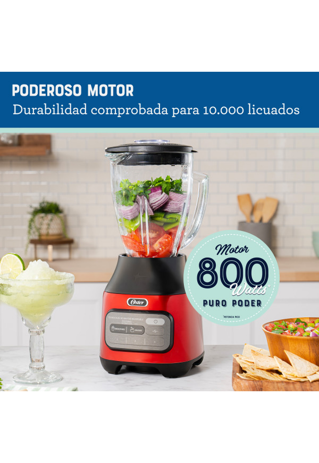 Licuadora Oster Tecnologia Reversible 3 Vel y Pulso Roja-7