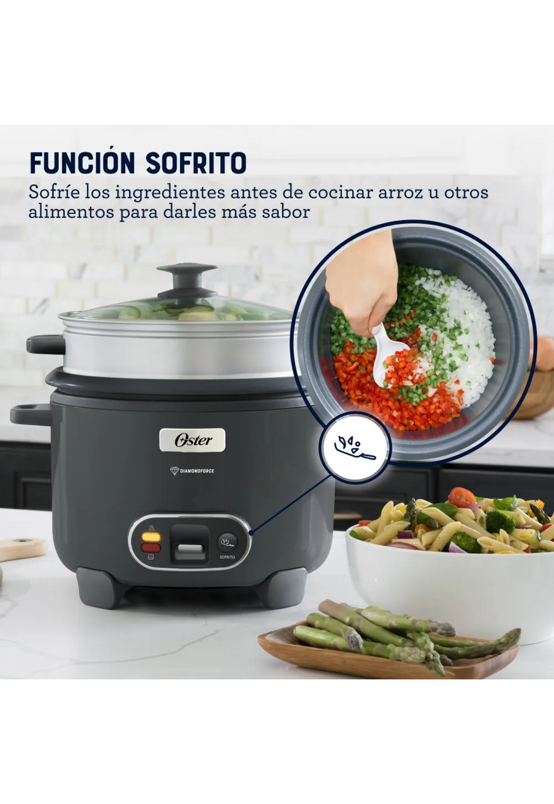 Arrocera Oster 12 Tazas Sofrito y Vaporera Mod 2212406-5