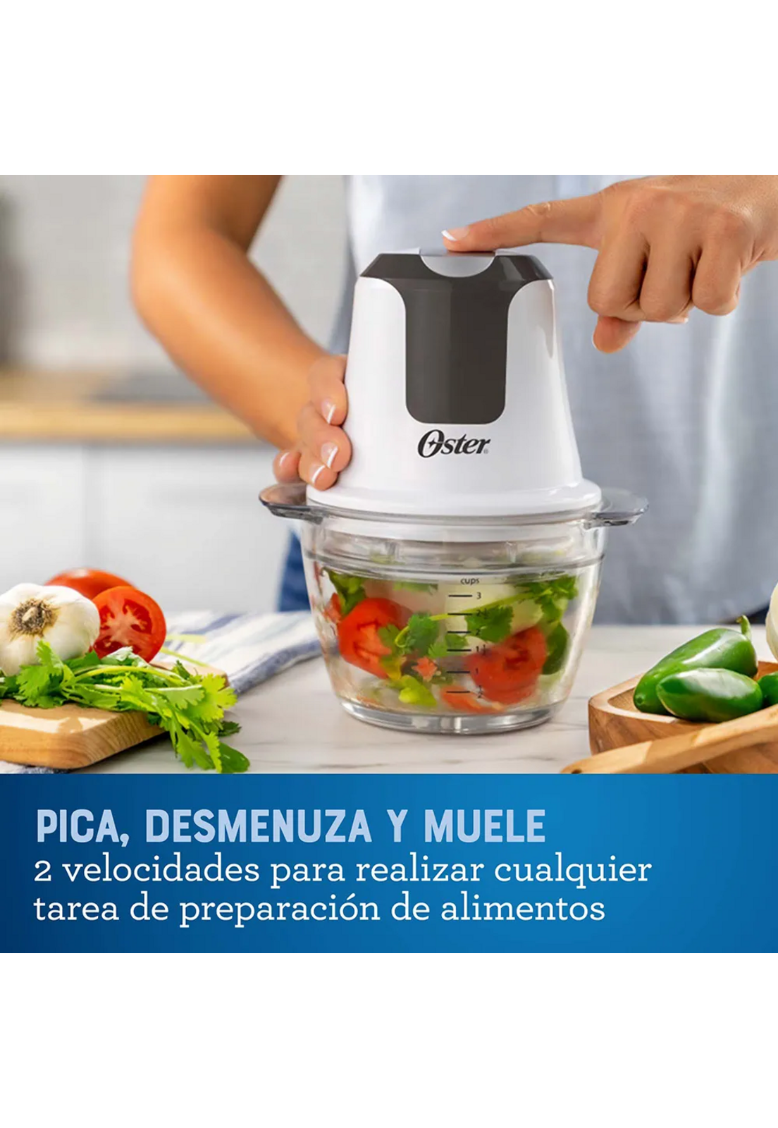 Mini Picadora Oster 3 Tazas con Bowl de Vidrio-4