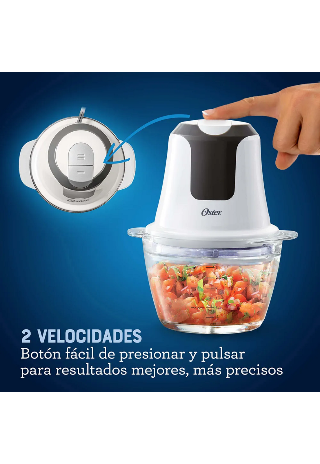 Mini Picadora Oster 3 Tazas con Bowl de Vidrio-5