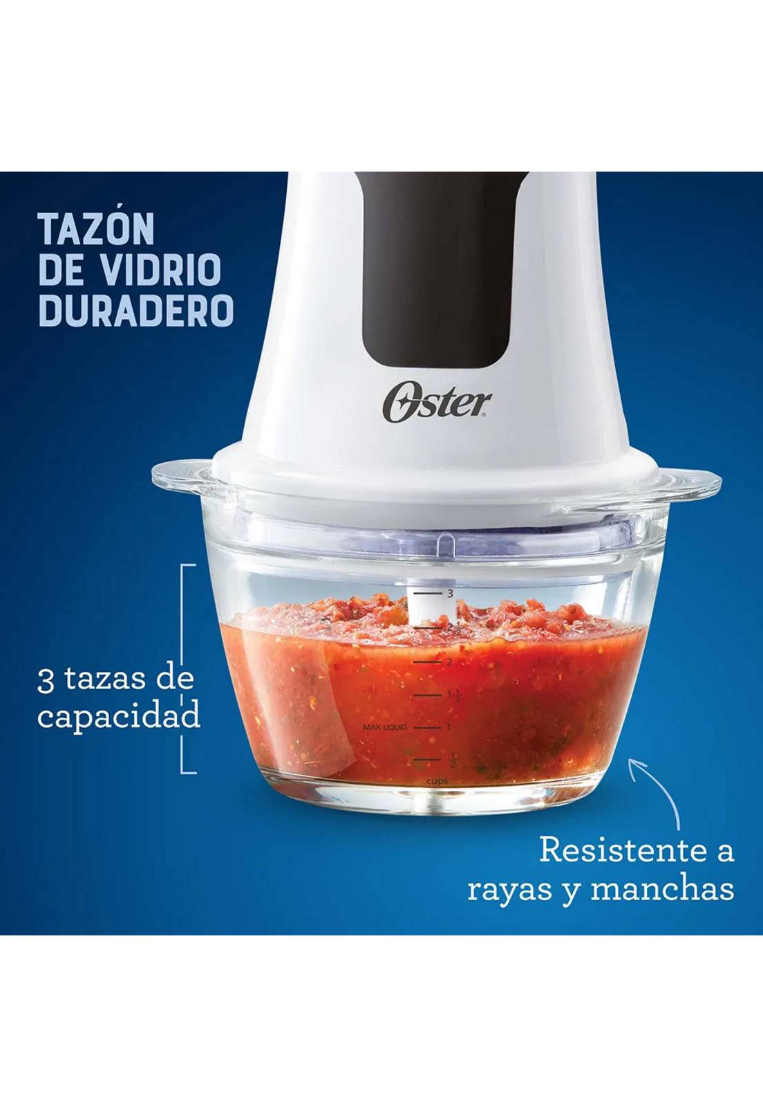 Mini Picadora Oster 3 Tazas con Bowl de Vidrio-6