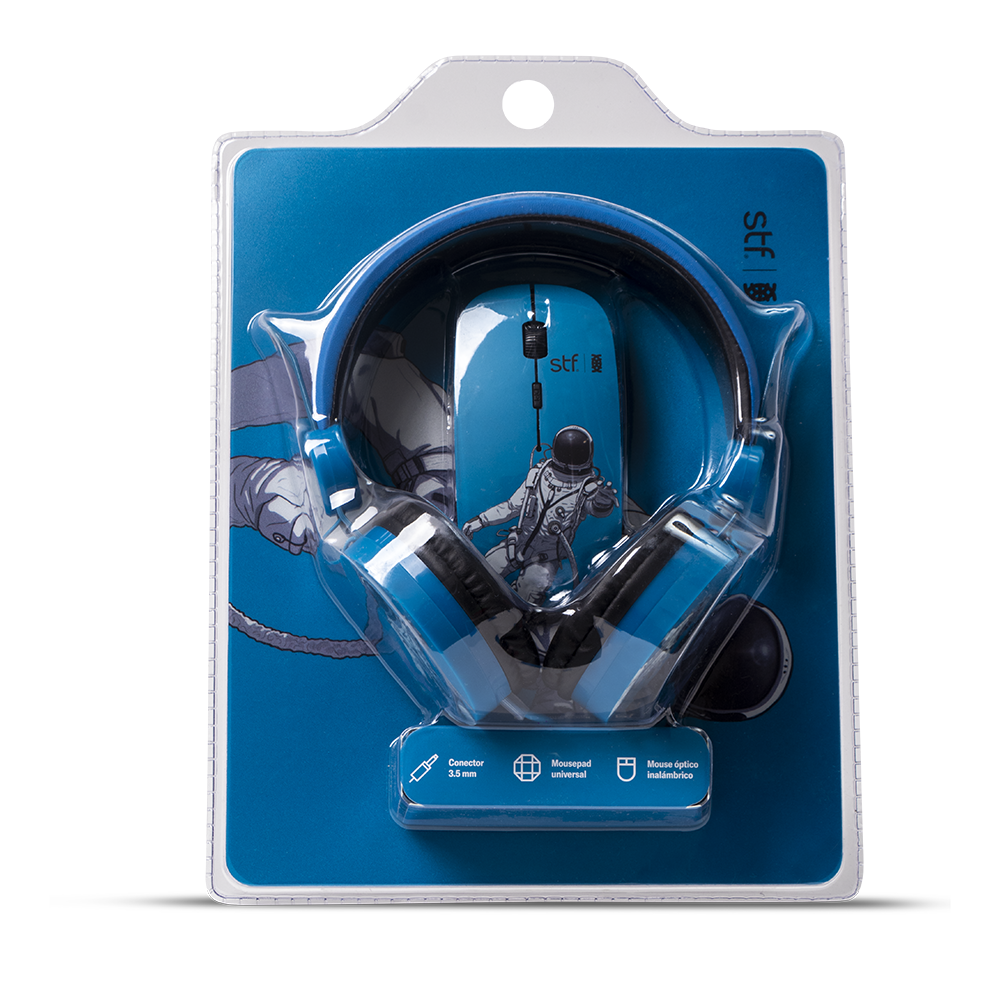 Pack 3 En 1 STF  Mouse Audifono Mouse Pad Astronauta-4