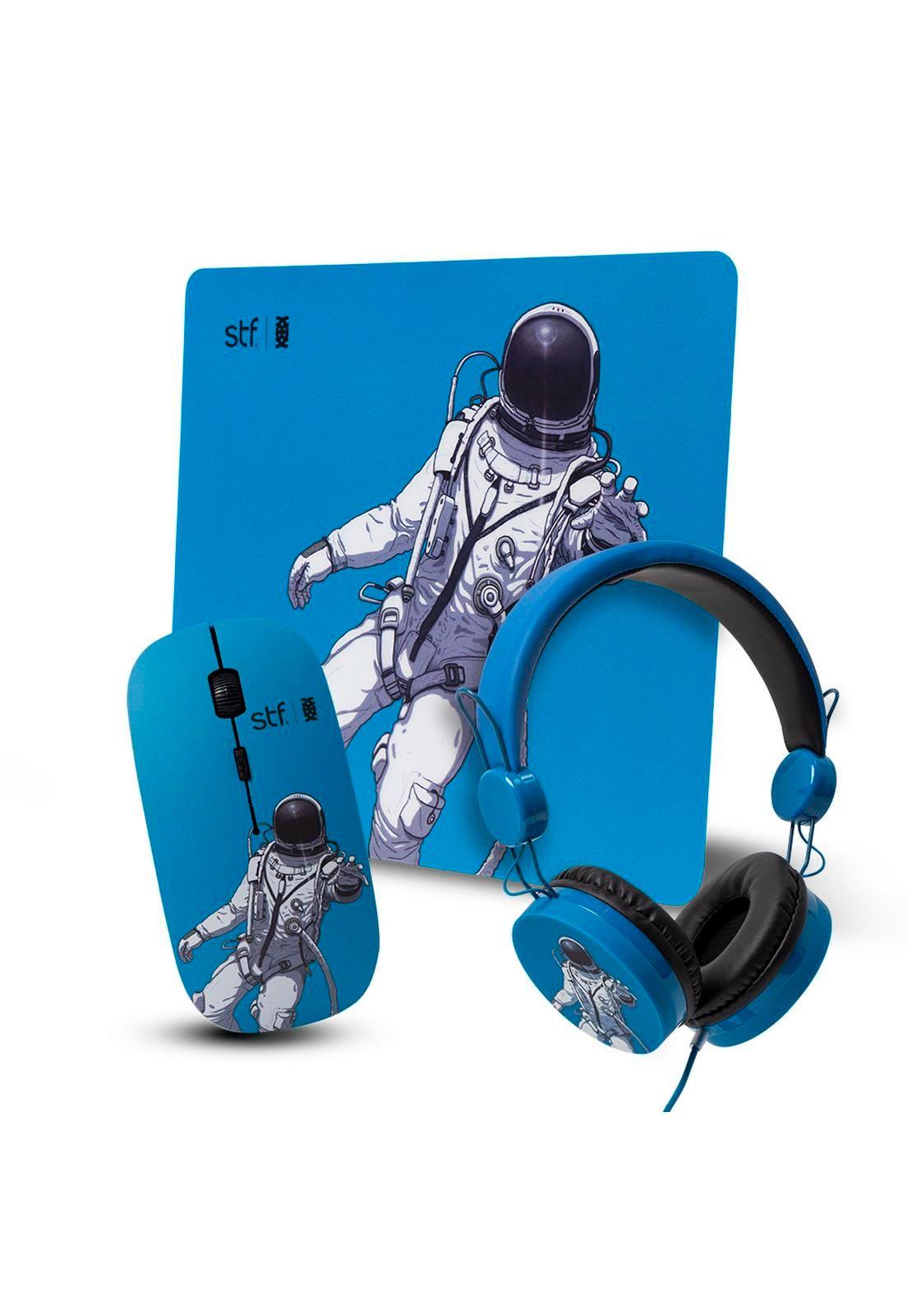 Pack 3 En 1 STF  Mouse Audifono Mouse Pad Astronauta-0
