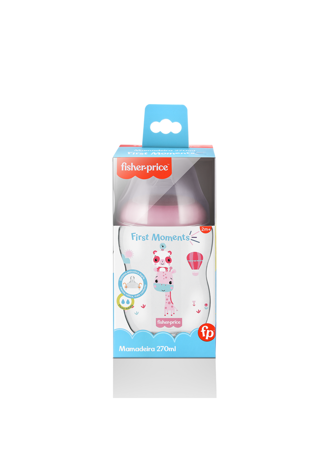 Mamadera  Fisher Price First Moments Boca Ancha 270 ml Rosa-4