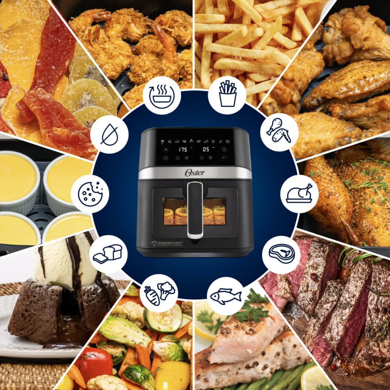 Freidora Air Fryer Oster 6L Digital con Visor Mod 2204818-7