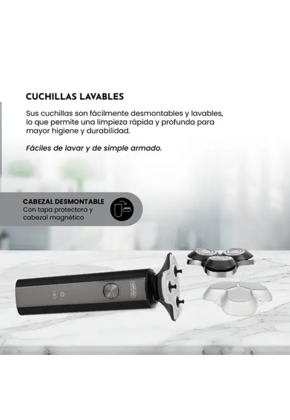 Afeitadora Siegen SG-7215 Recargable Para Ducha 2 Cabezales-3