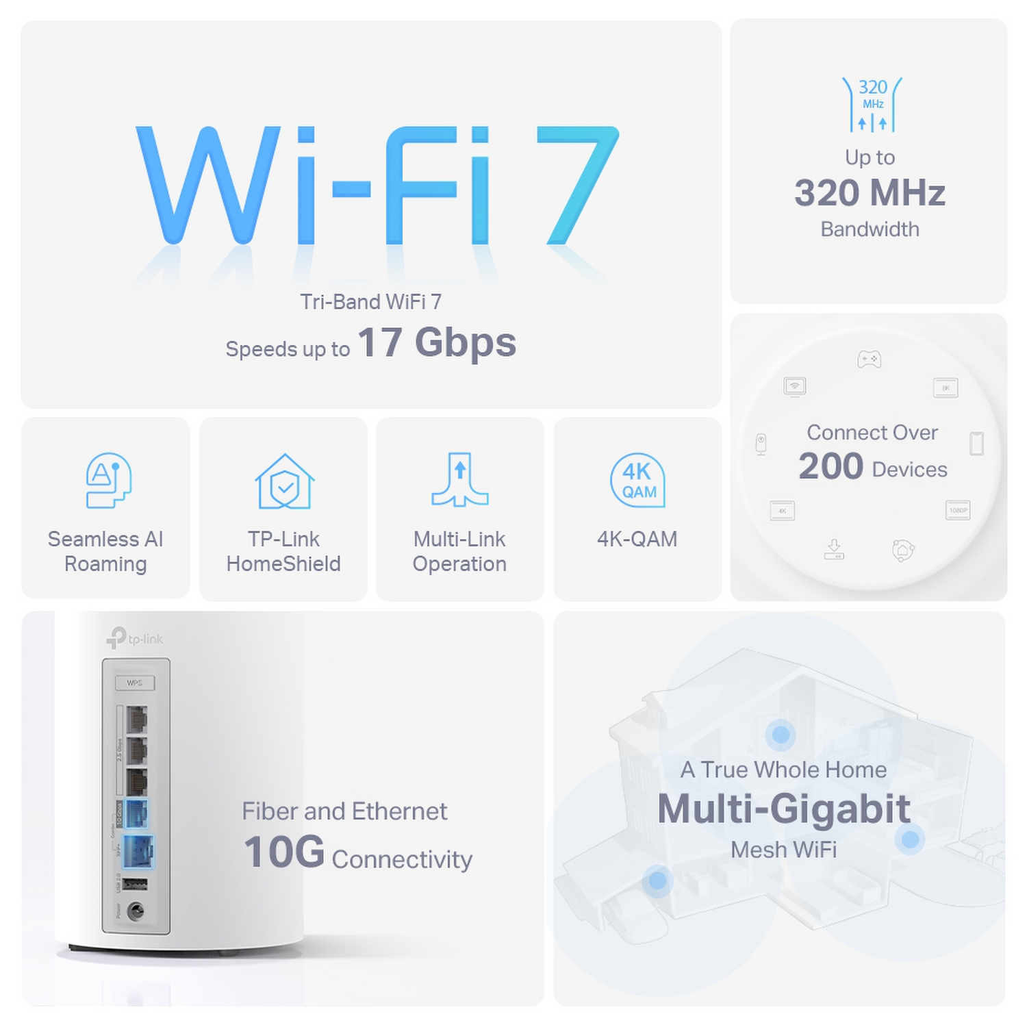 Sistema WiFi 7 Tp-Link Deco BE75 BE17000 Pack 2-3
