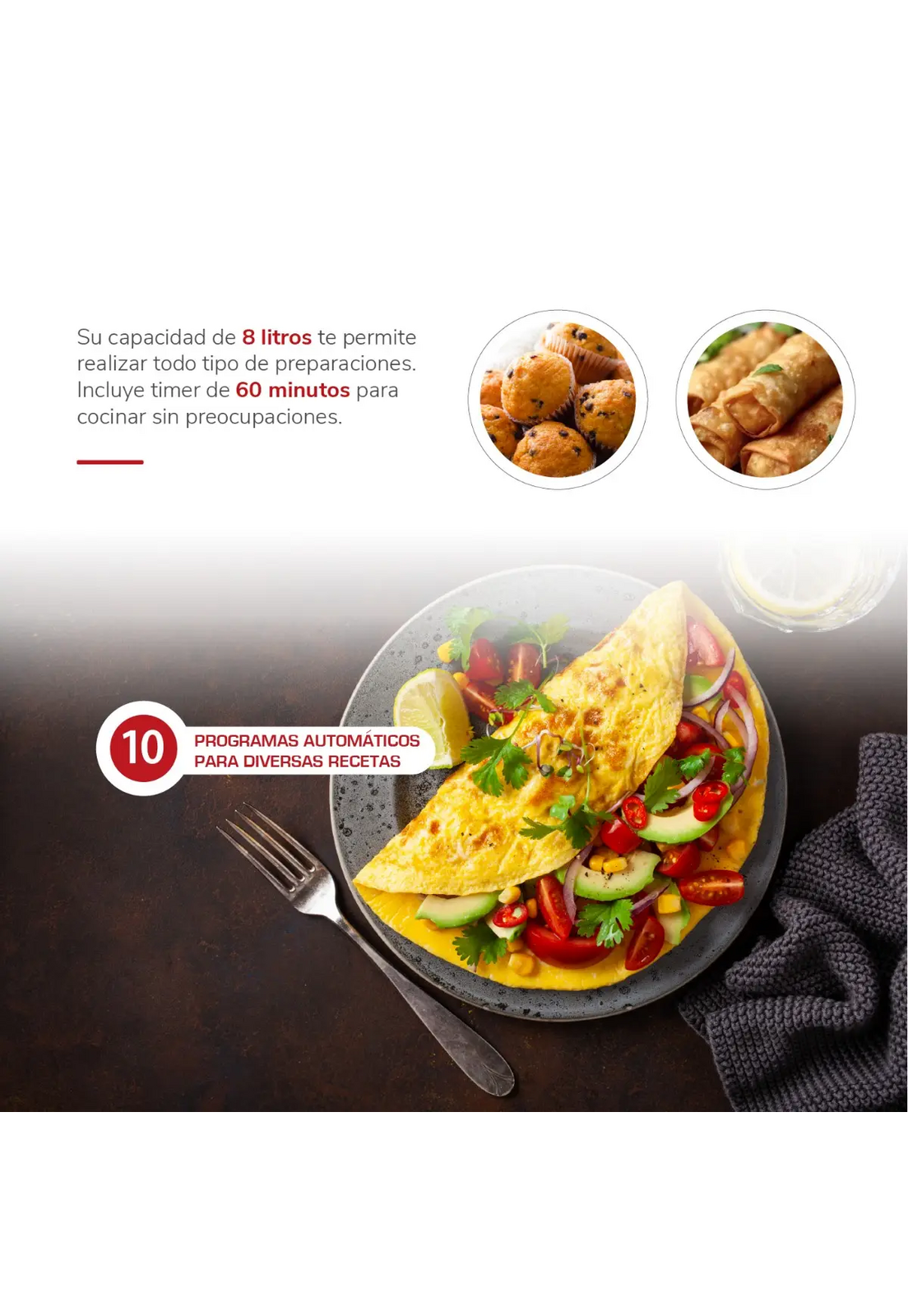 Freidora Air Fryer Thomas 8L Digital Touch Ventana 1700W-2