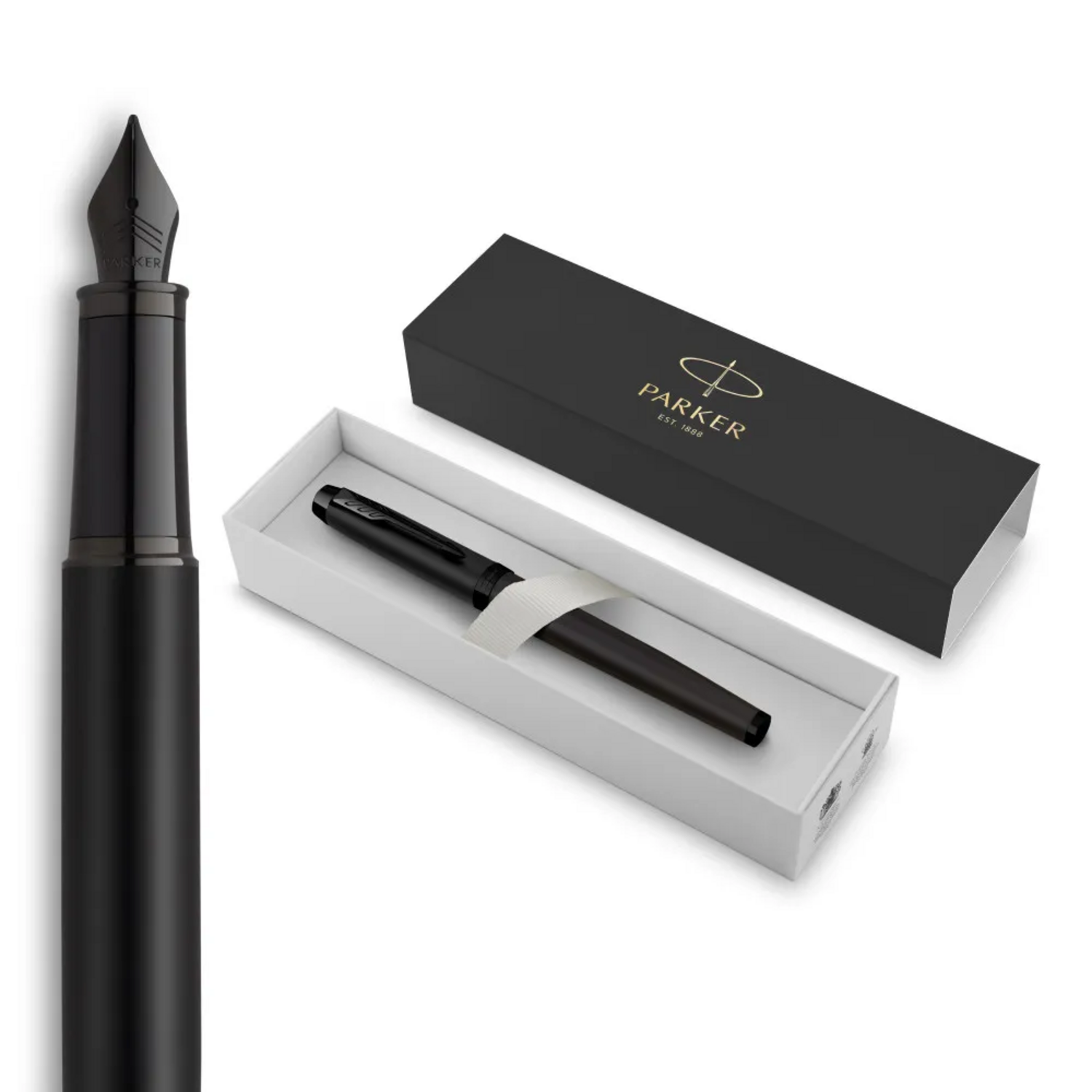 Pluma Fuente Parker IM Negro Matte BT Tinta Azul-0