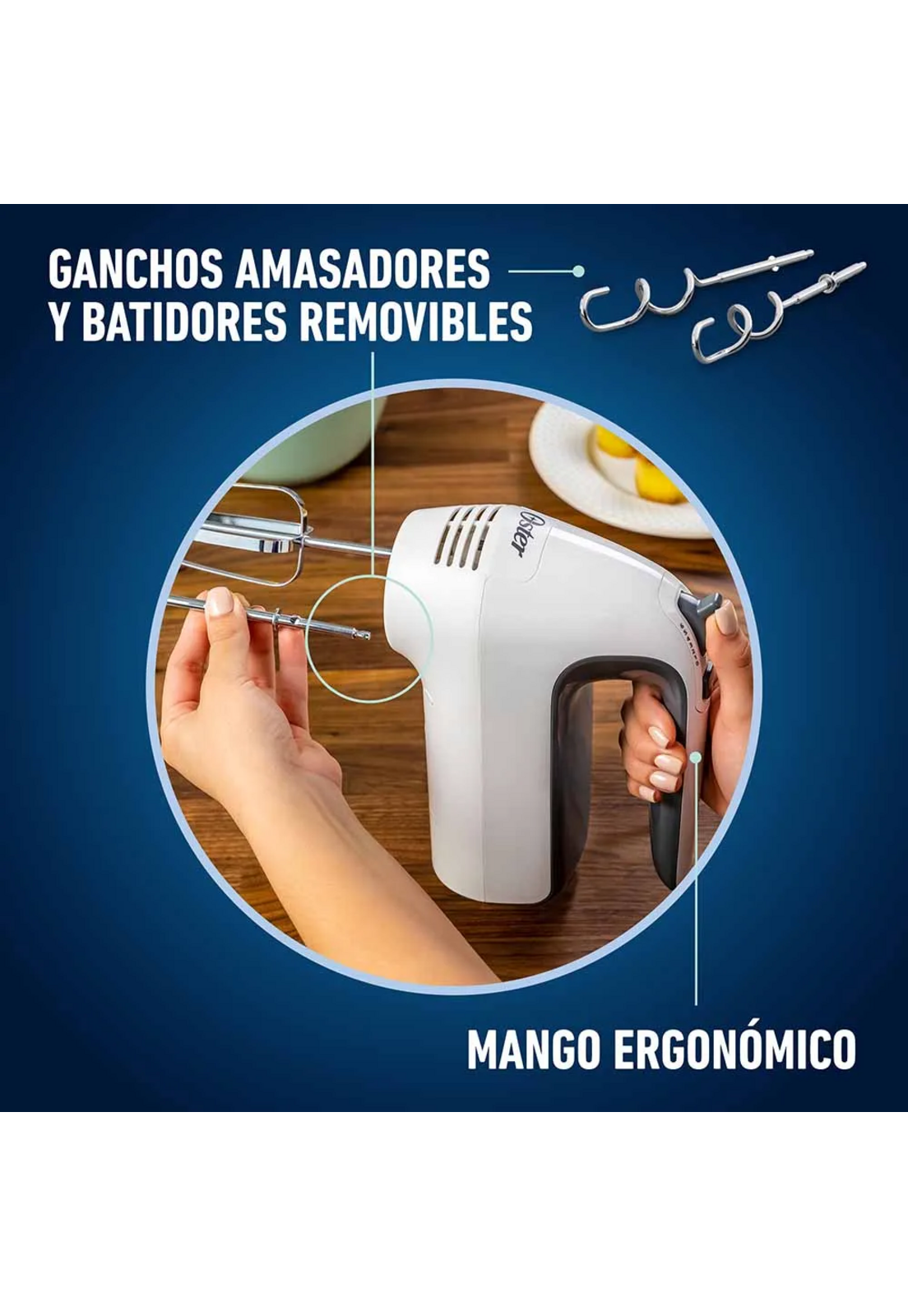 Batidora de Mano Oster 6 Velocidades y Turbo Blanca-5