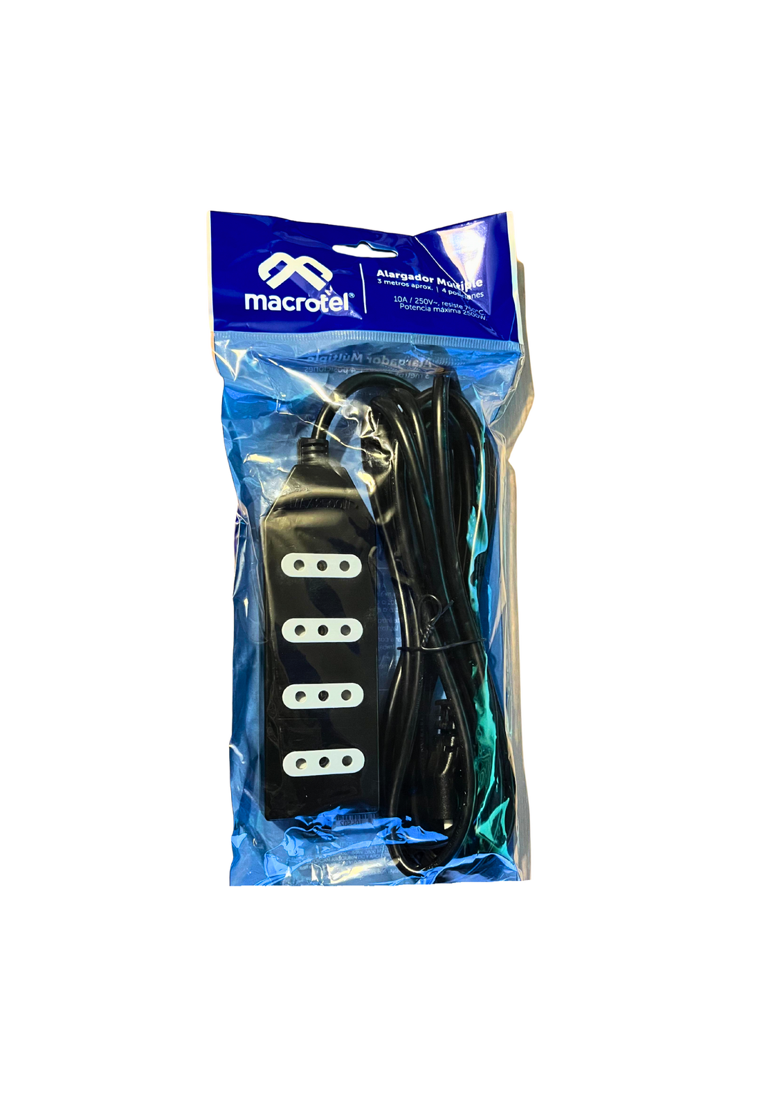 Alargador Zapatilla Macrotel 3 Mt 4 Pos 10A Negro-3