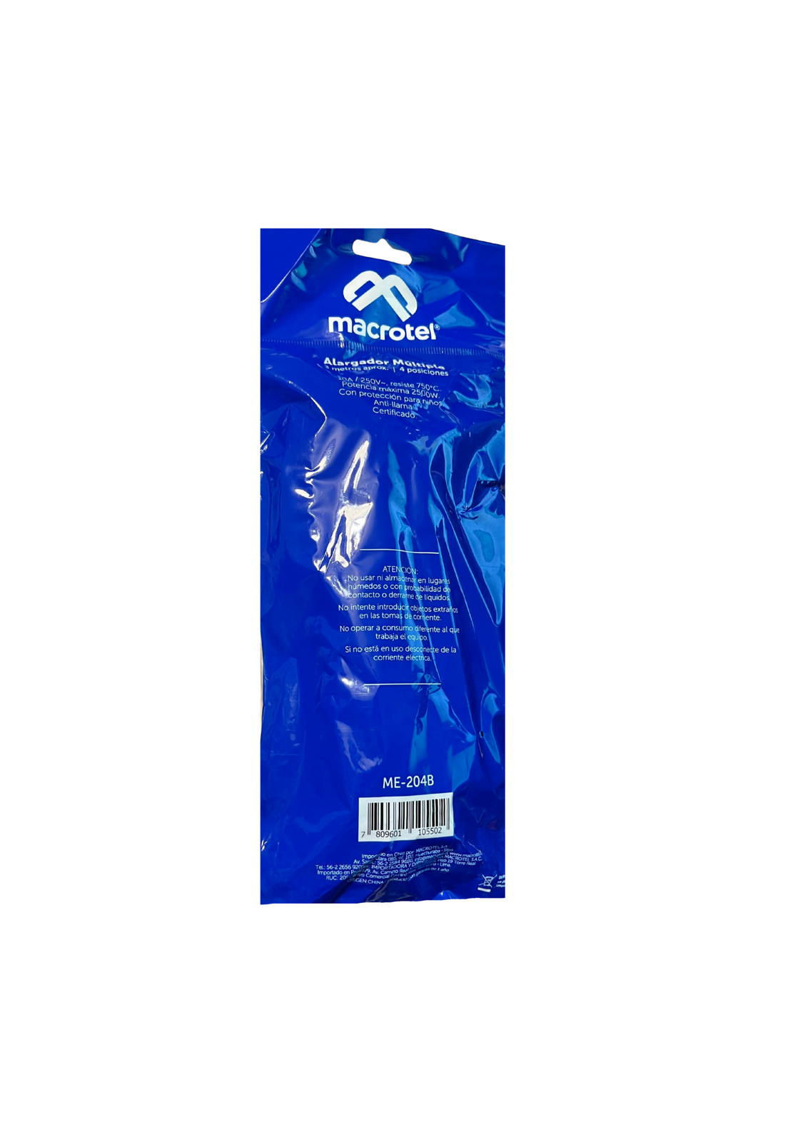 Alargador Zapatilla Macrotel 3 Mt 4 Pos 10A Negro-4