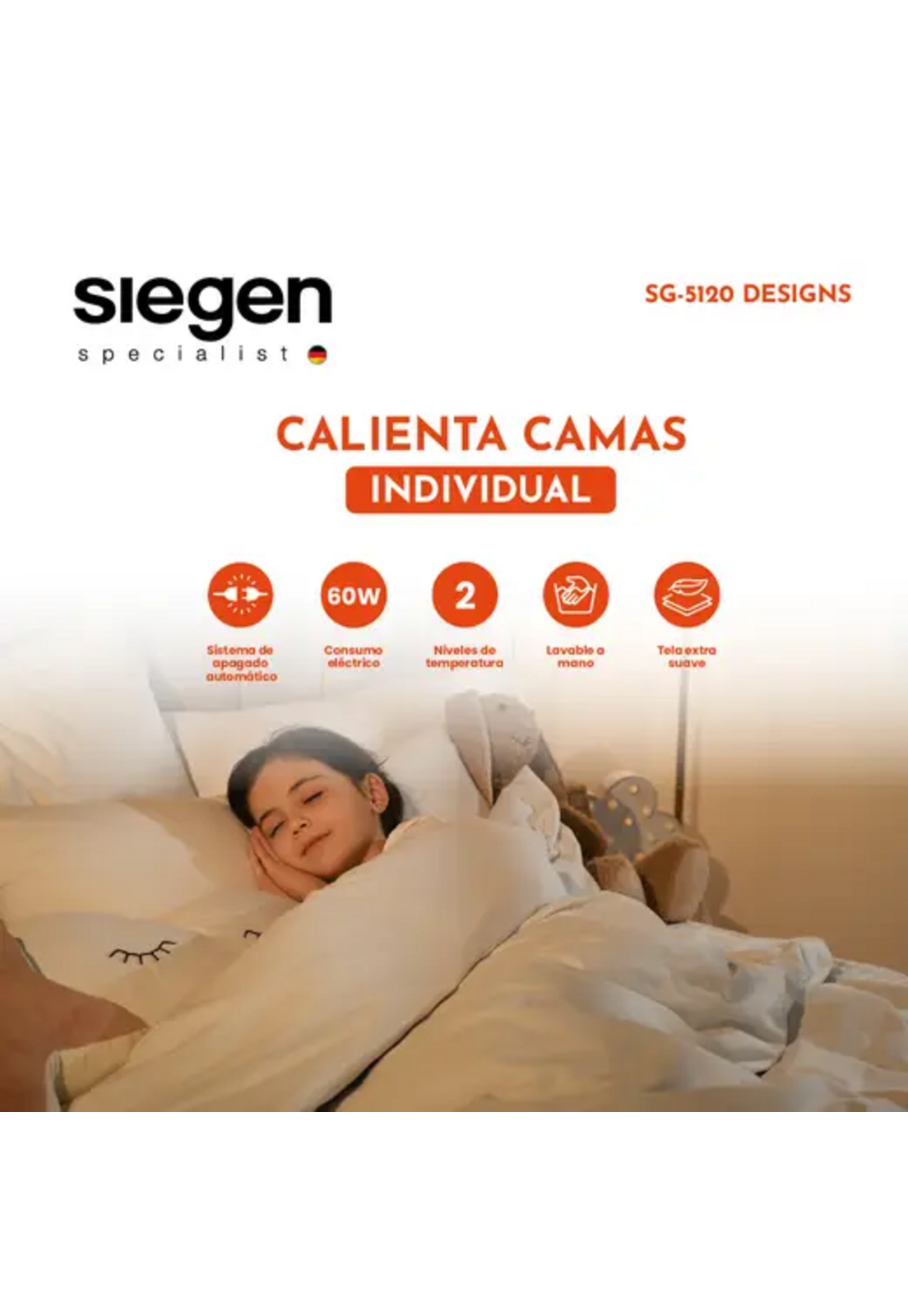 Calienta Cama Siegen 1 Plaza 60 W 2 Niveles Flores SG-5120D2-2