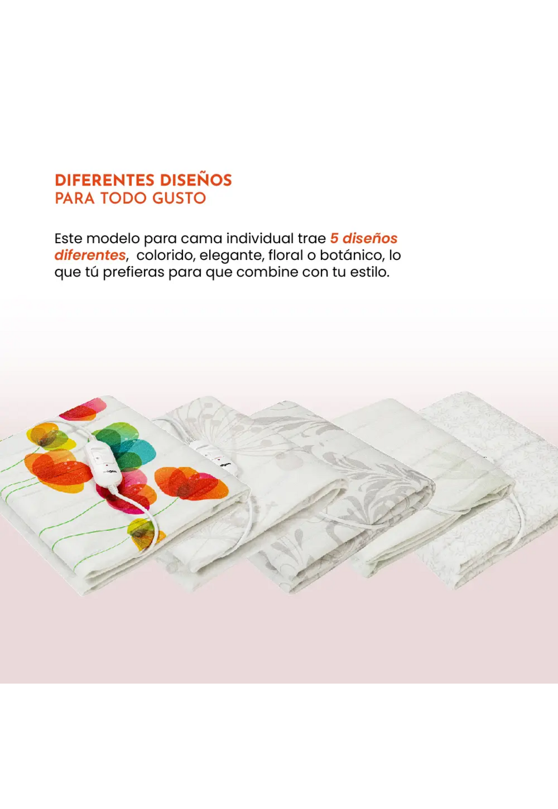 Calienta Cama Siegen 1 Plaza 60 W 2 Niveles Flores SG-5120D2-9