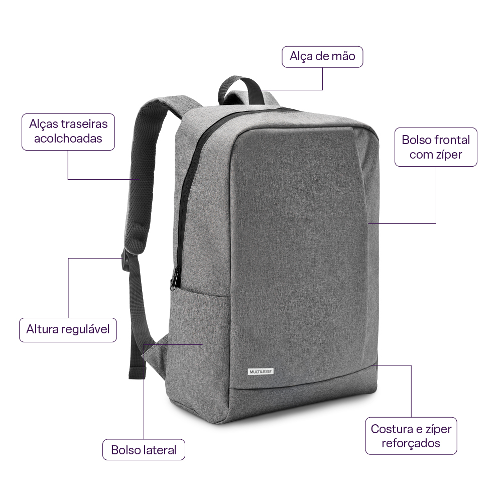 Mochila Notebook Multilaser Classic Gris BO438-9