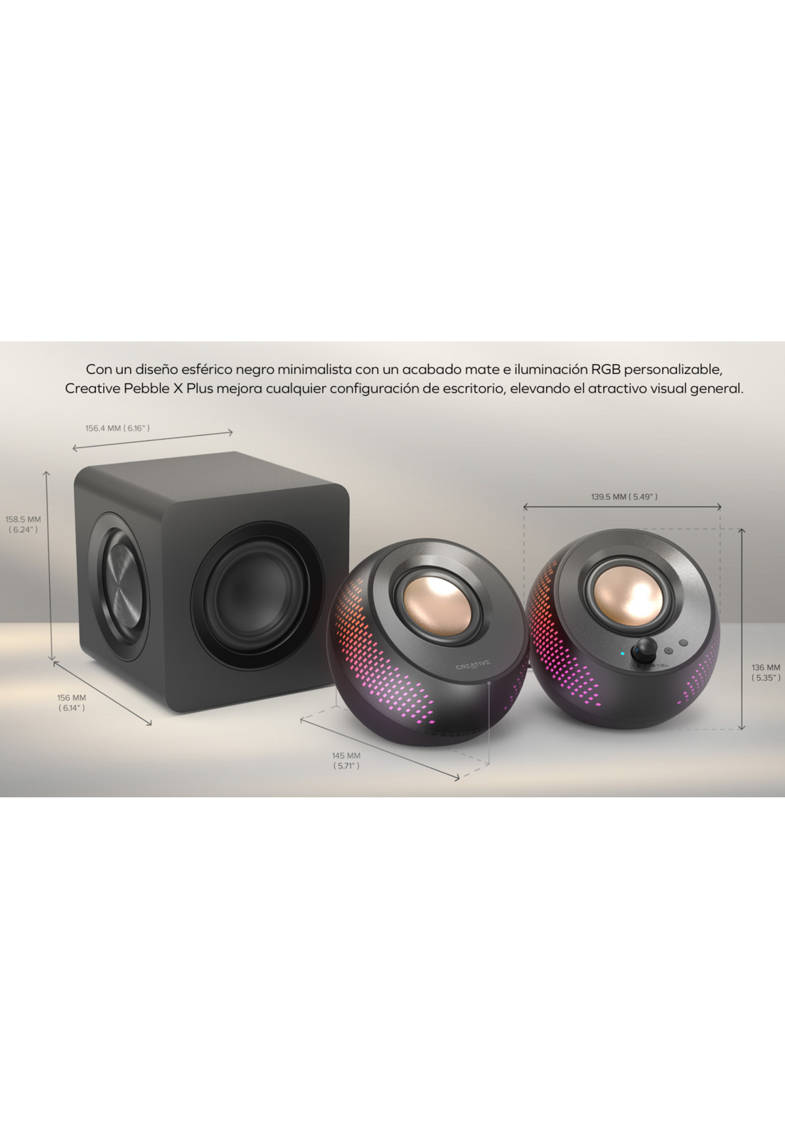 Parlantes Creative Pebble X Plus USB-C 60W BT Subwoofer RGB-2