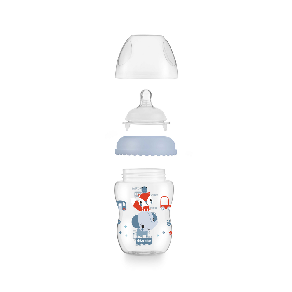 Mamadera  Fisher Price First Moments Boca Ancha 270 ml Azul-1