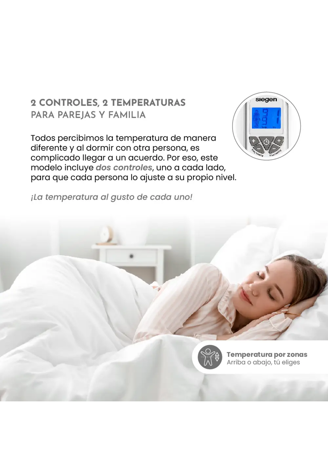 Calienta Cama Siegen 2 Plazas Chiporro 9 Temp 60 W SG-5351-5
