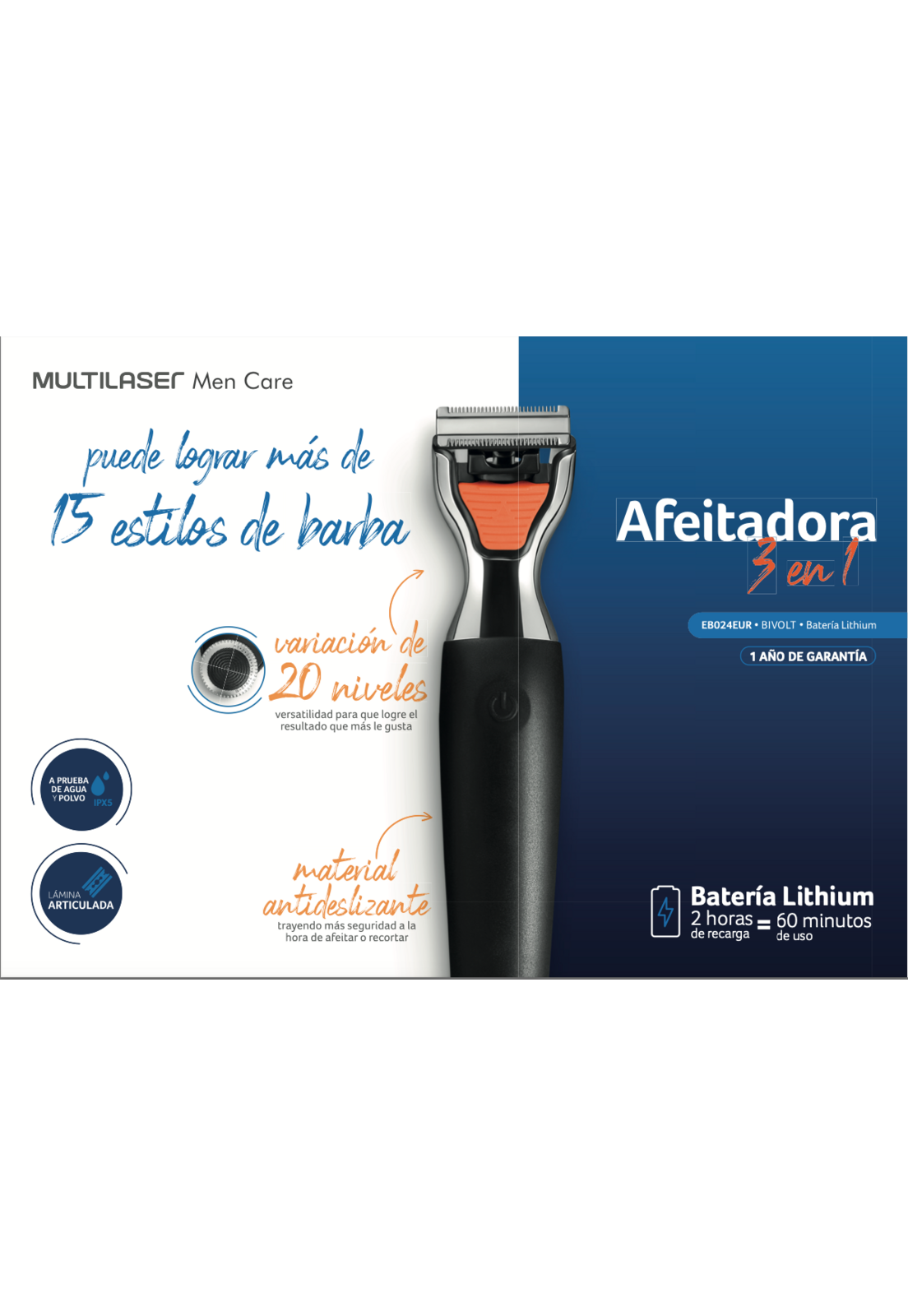 Afeitadora Inalambrica Multilaser 3 en 1 EB024-2