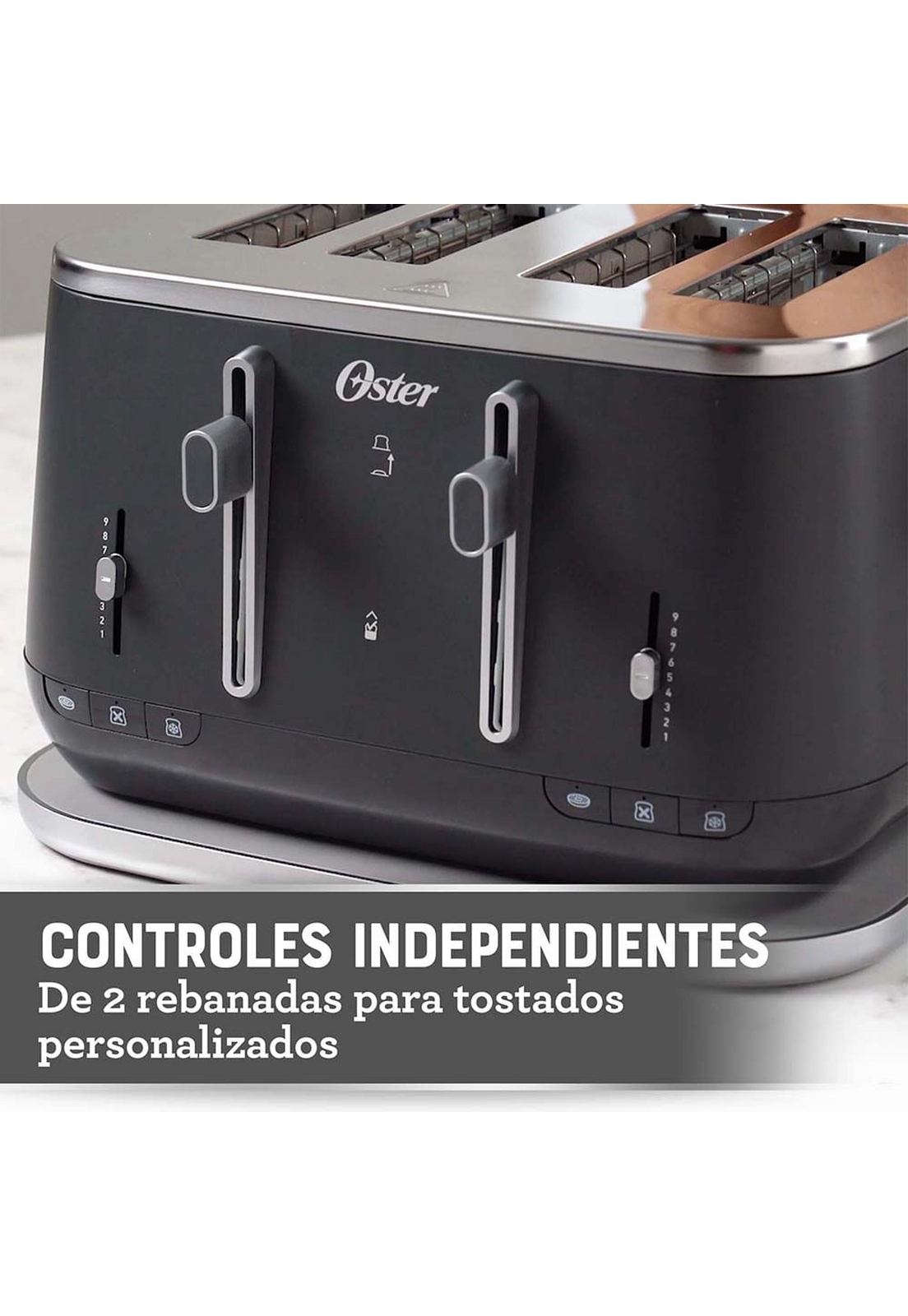 Tostador Oster Premium 4 Rebanadas Negro-4