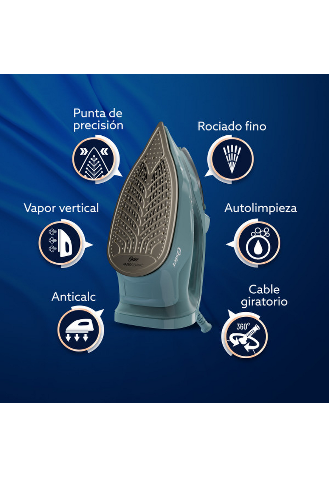 Plancha a Vapor Oster S7000 Cerámica Golpe 180g 1600W Verde-4
