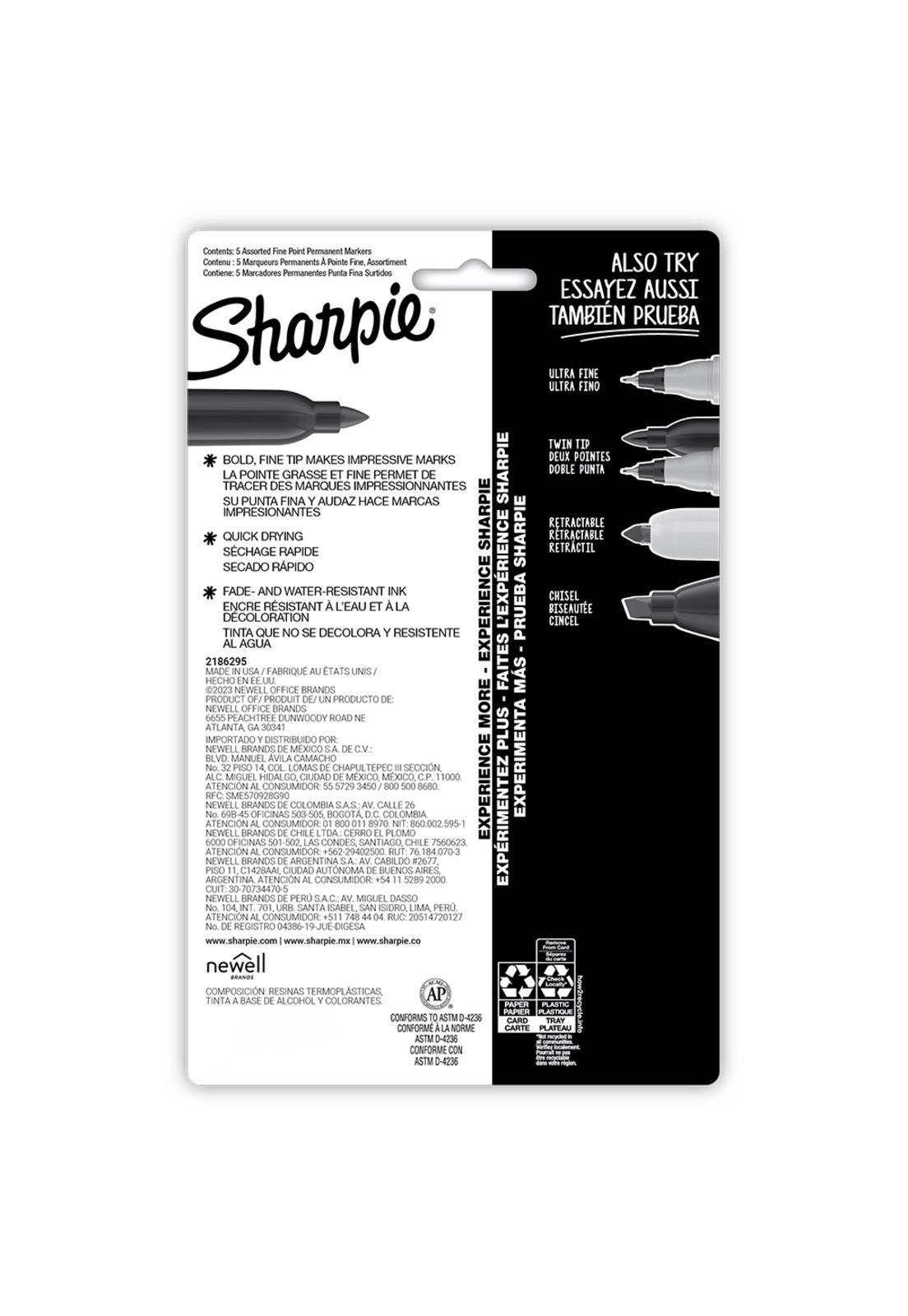 Set 5 Plumones Marcadores Sharpie Glam Pop Punta Fina Perma-4