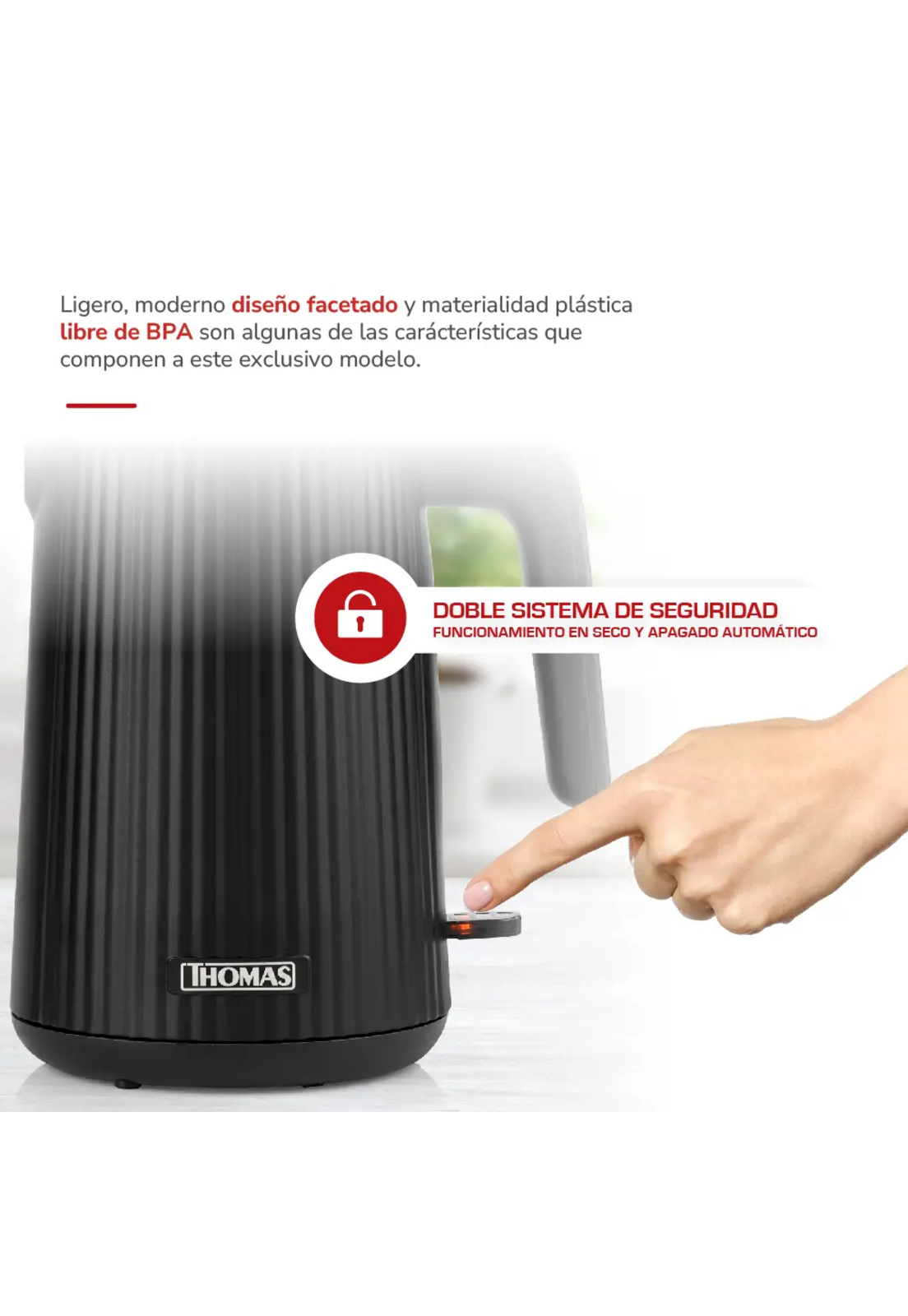 Hervidor Thomas TH-4343N 1.8L 2200W Rápido y Económico-2