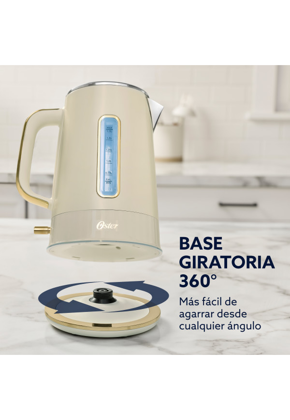 Hervidor Oster Premium Beige Colección 2026 1,7L Luz 2000W-4