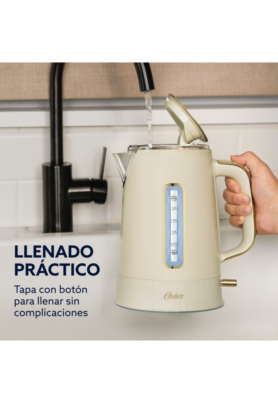 Hervidor Oster Premium Beige Colección 2026 1,7L Luz 2000W-5