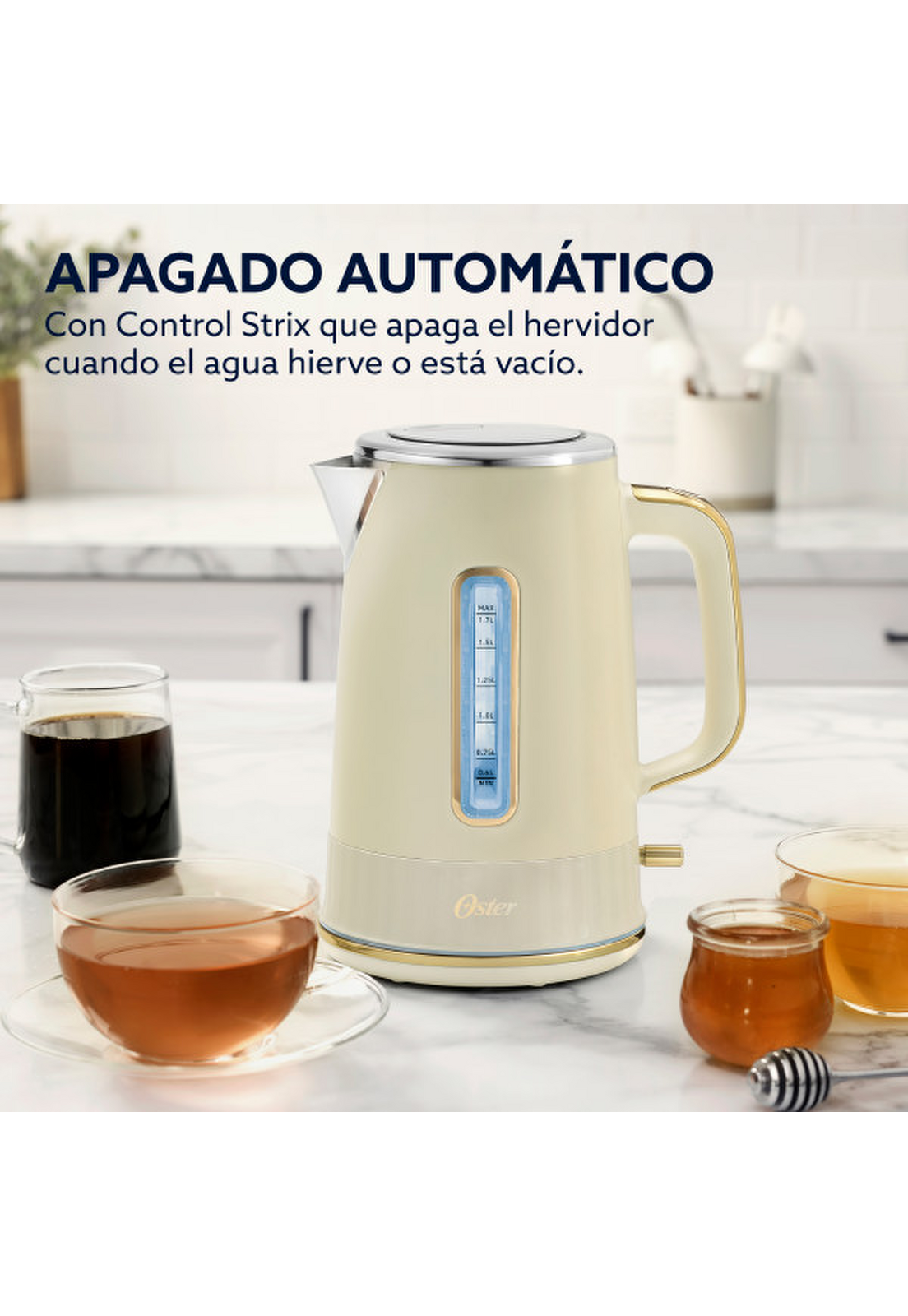 Hervidor Oster Premium Beige Colección 2026 1,7L Luz 2000W-7