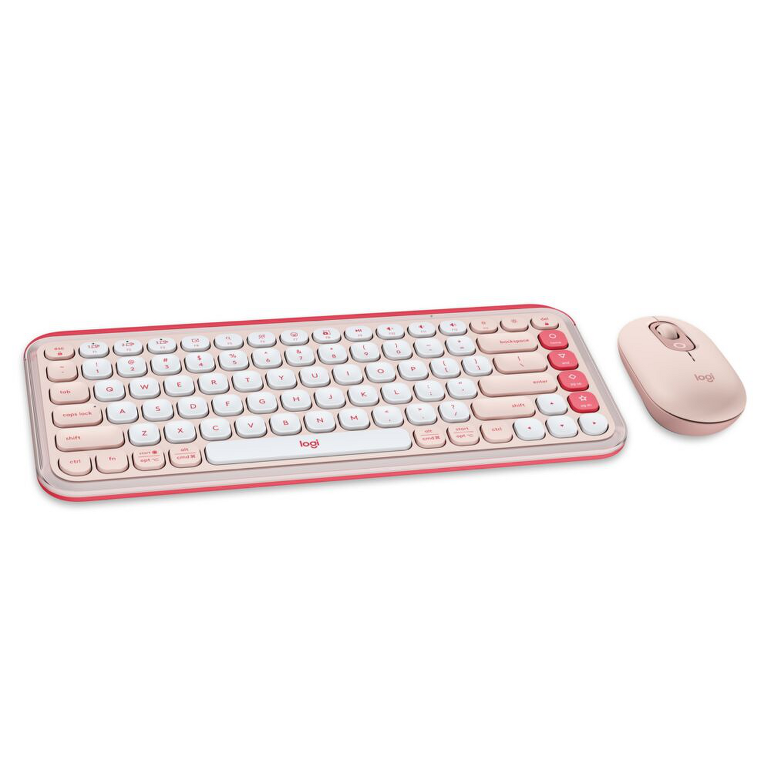 Combo Teclado + Mouse Inalam Pop Icon Logitech Rosa Esp-1