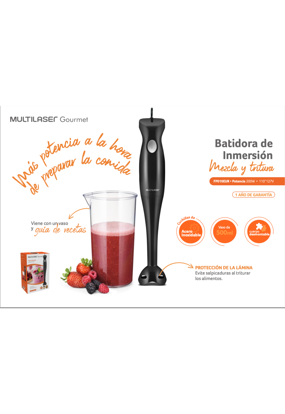 Batidora Inmersion Multi 200W Negra FP010-2