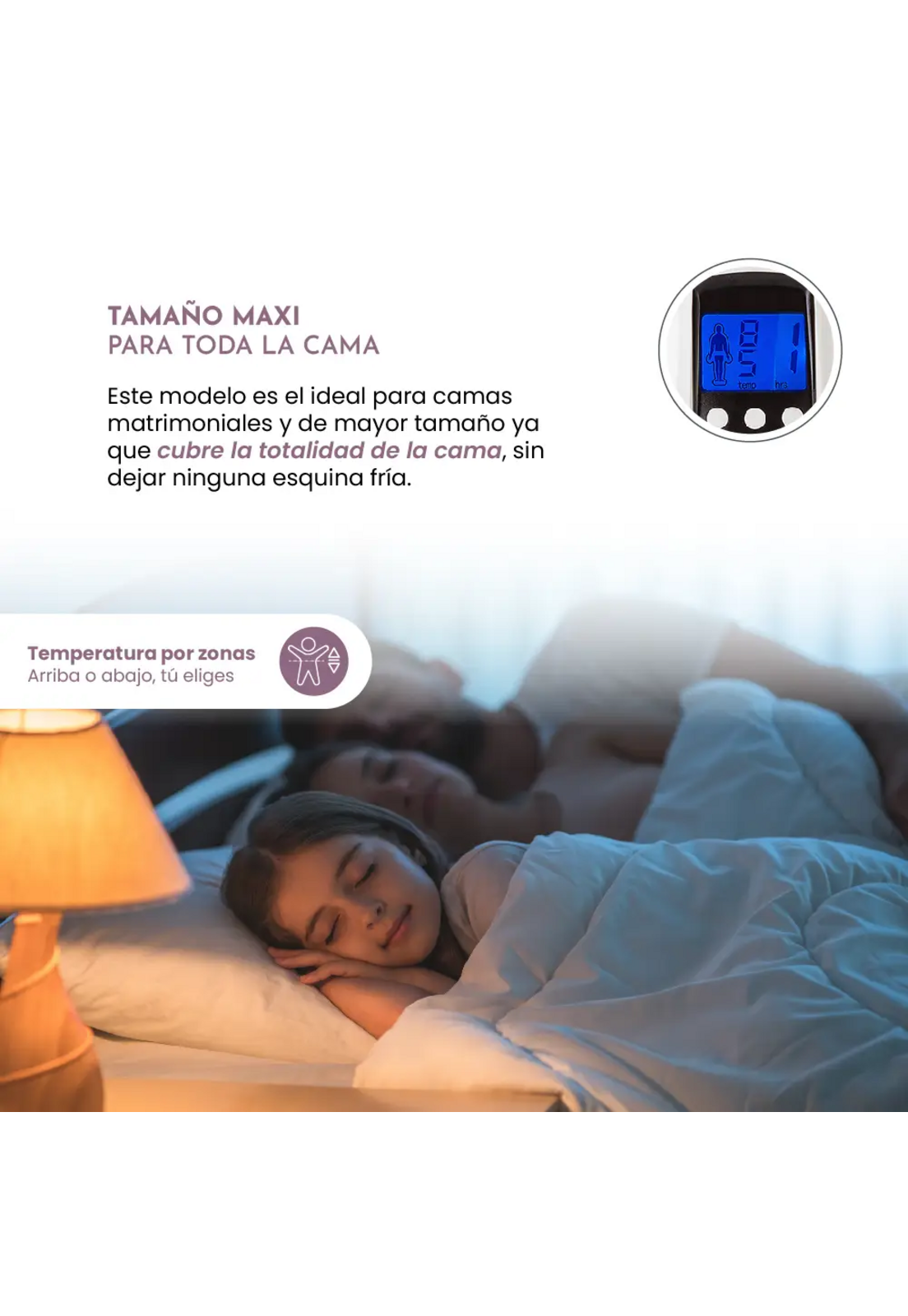 Calienta Cama Siegen 2 Plazas XL Soft 9 Temp 60 W SG-5501-3