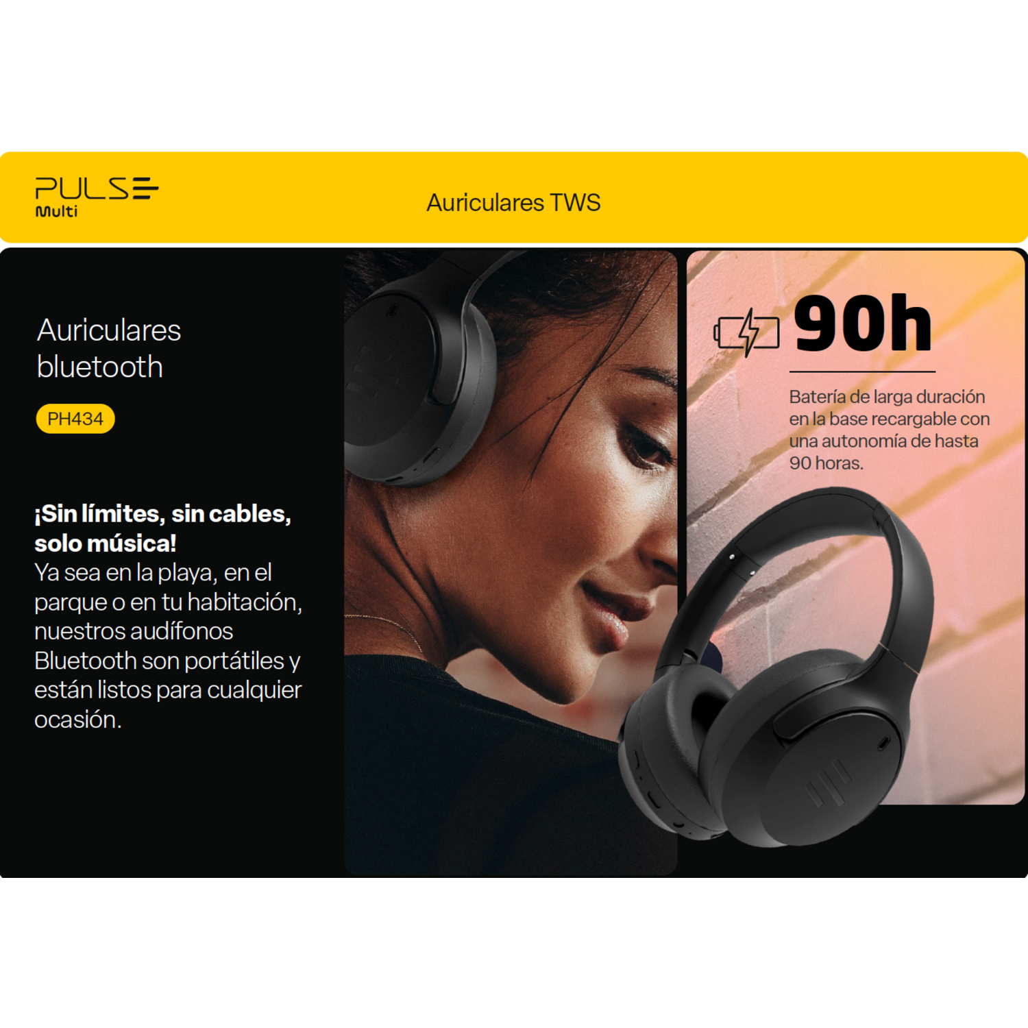 Audifono Bluetooth Cancela Ruido  Pulse Hb300 Over Ear Ng-5